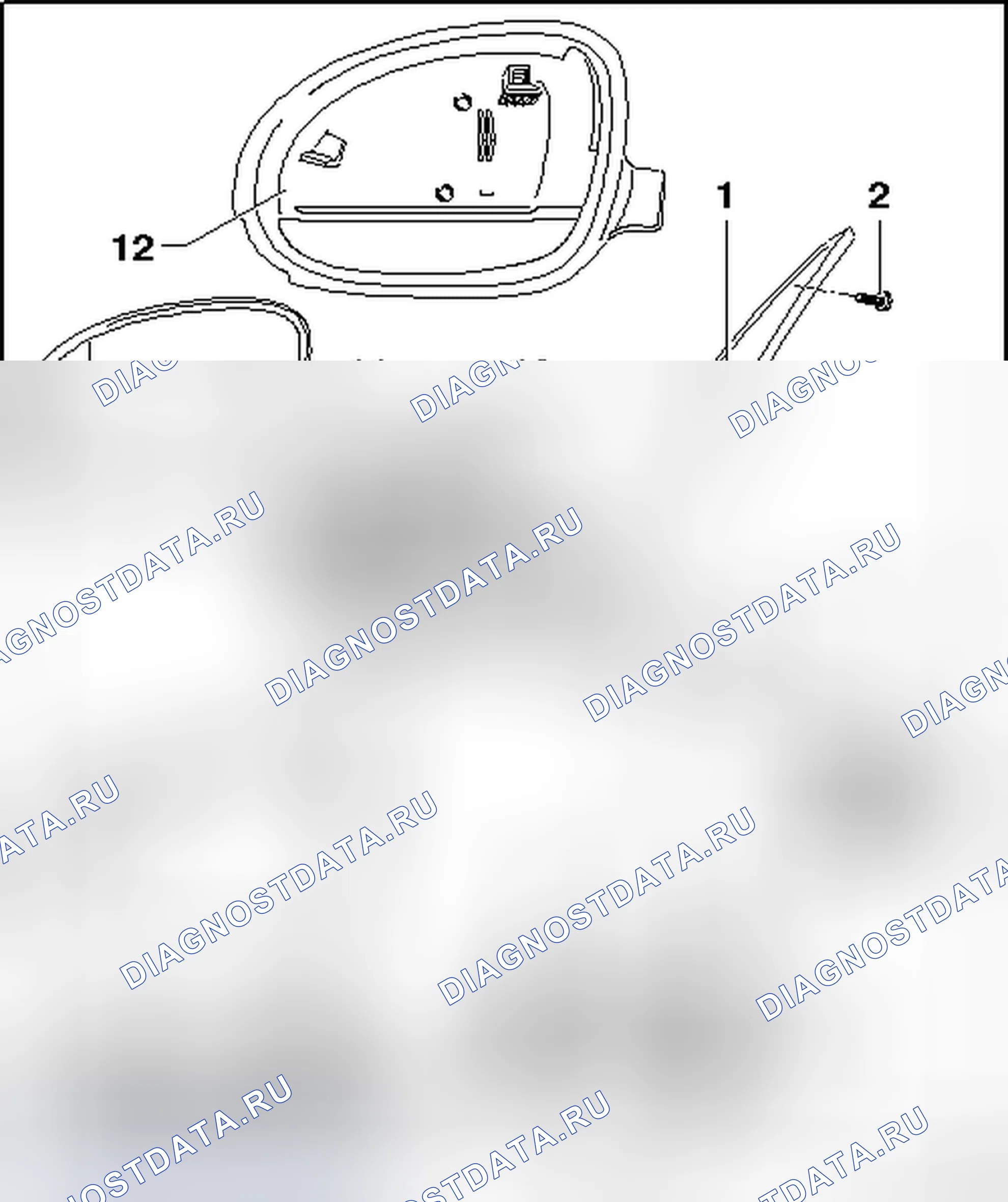 Рис. 3: ОБЗОР УЗЛА ВНЕШНЕГО ЗЕРКАЛА. Volkswagen Eos I