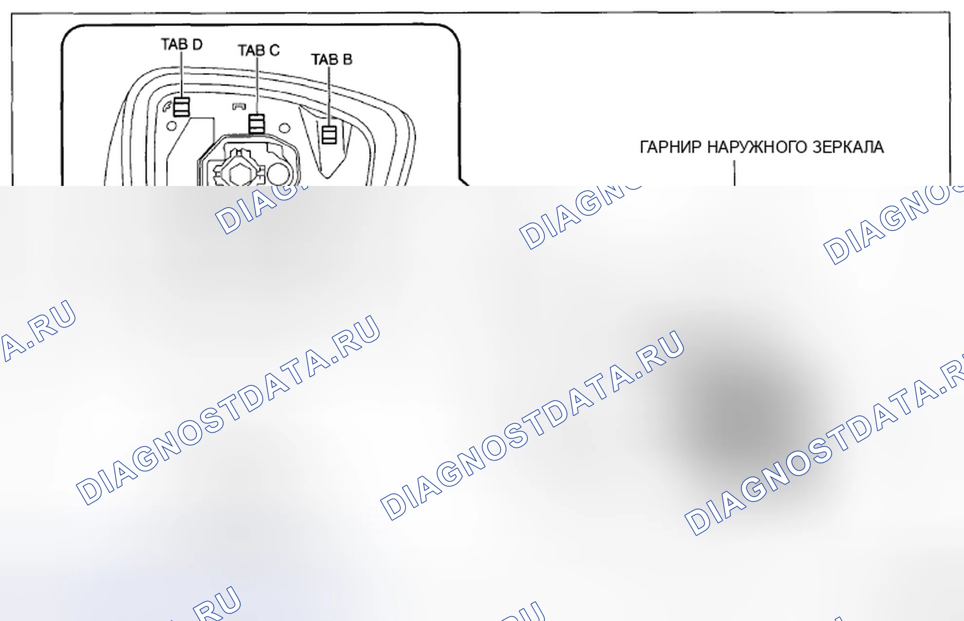 Рис. 50: СНЯТИЕ / УСТАНОВКА ВНЕШНЕГО ЗЕРКАЛЬНОГО ГАРНИРА. Mazda CX-5 I