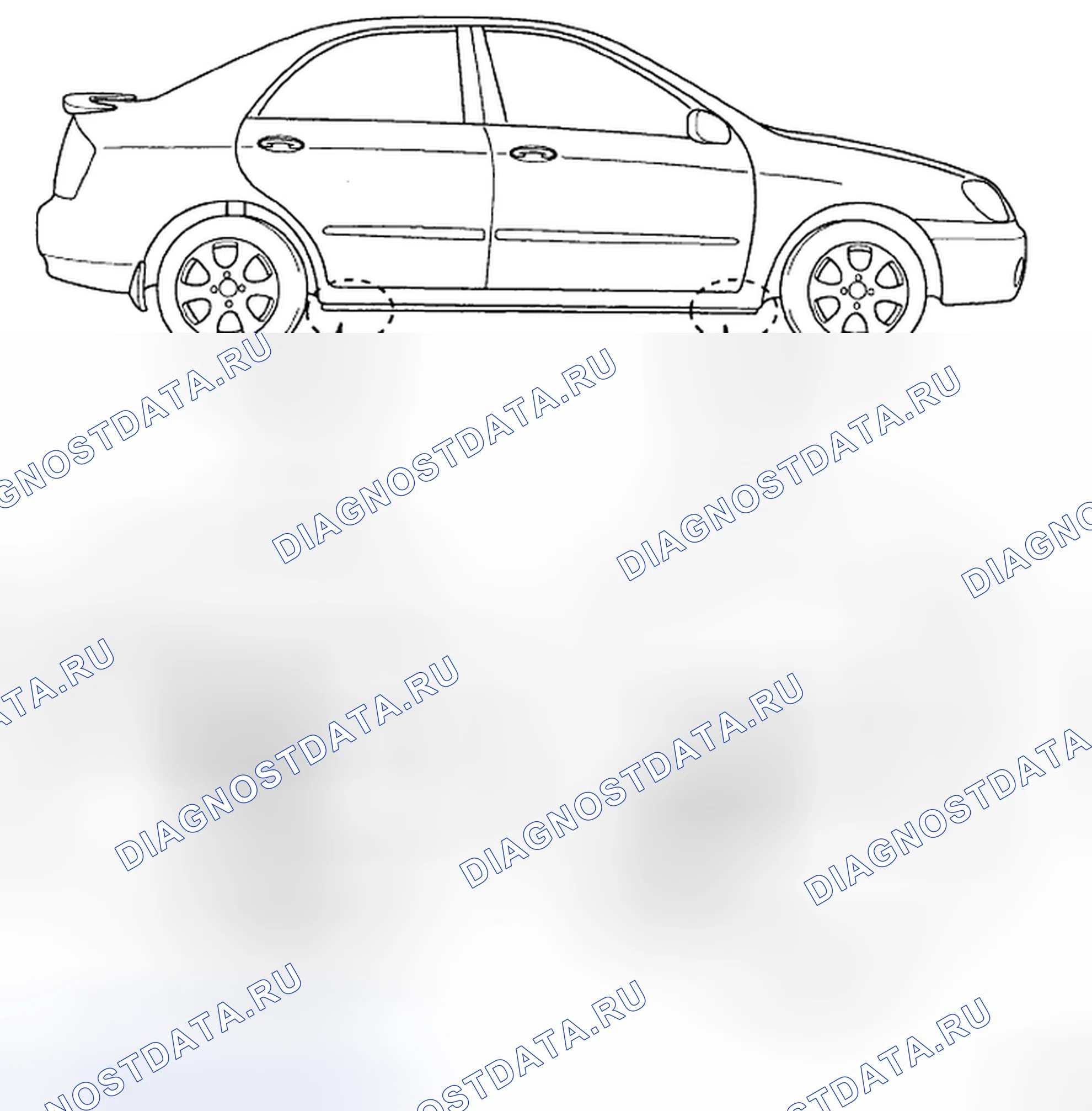 Рис. 4: ТОЧКА ОПОРЫ ЛИФТА. Kia Spectra I рестайлинг 2