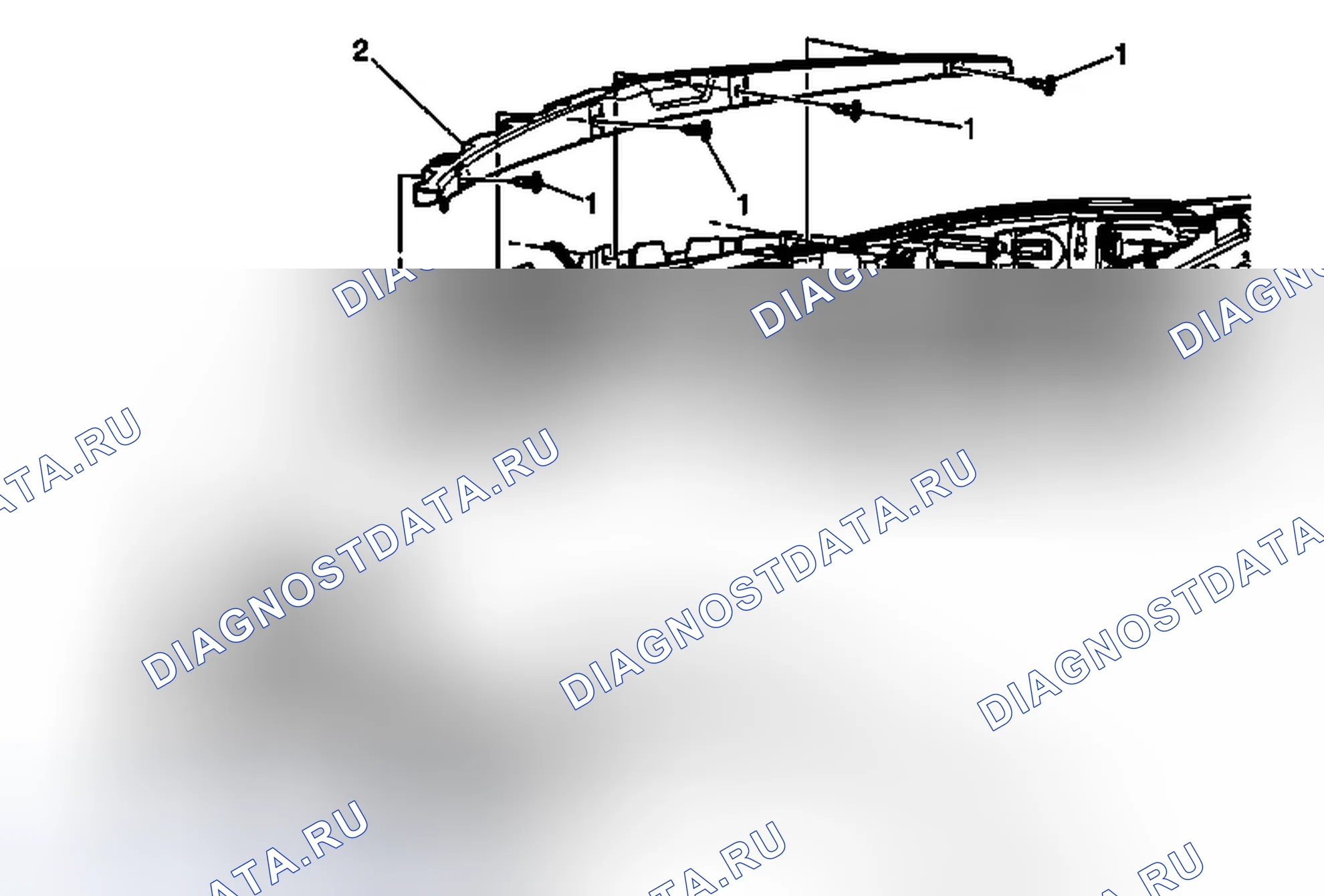 Рис. 9: Замена центральной опоры передней бампера - верхняя. Buick Regal V