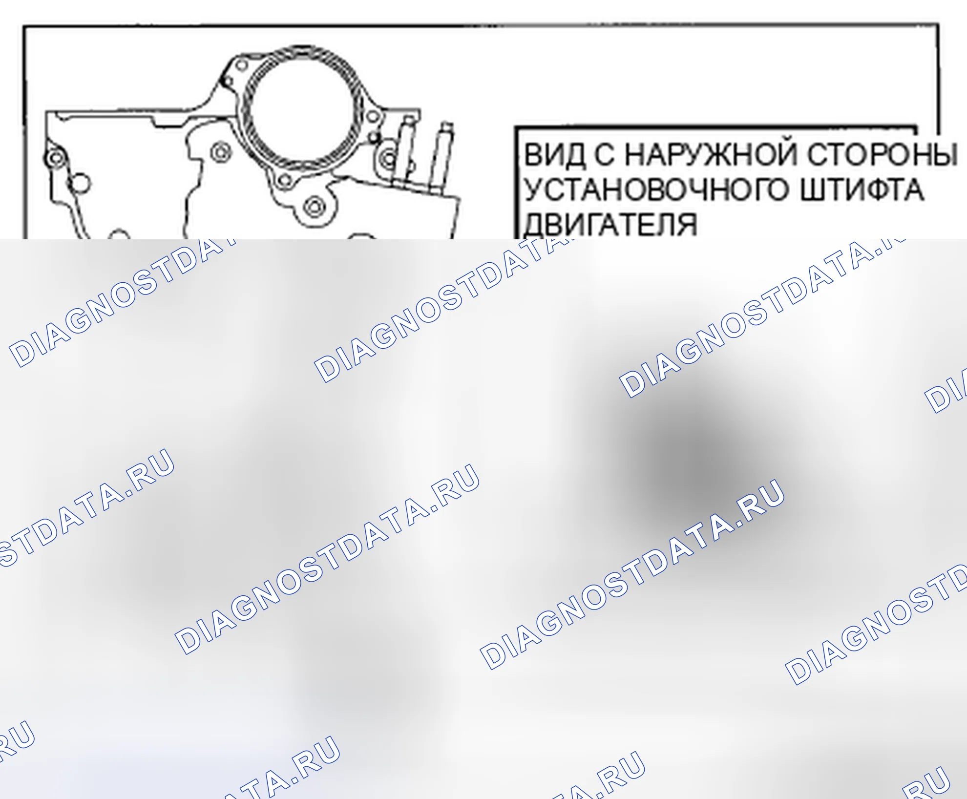 Рис. 96: Расположение позиционирующих штифтов в передней крышке двигателя. Mazda CX-5 I
