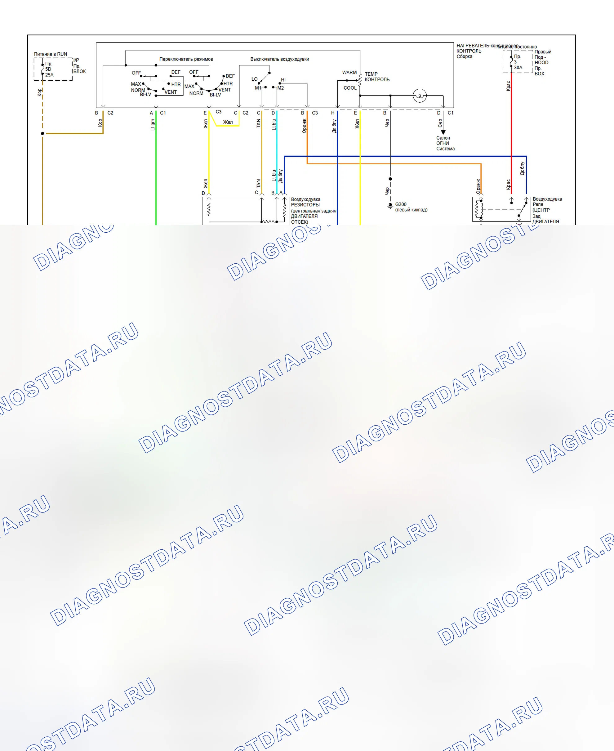 Рис. 10: электросхема системы ручного A / C-нагревателя (Buick). Oldsmobile Eighty-Eight X