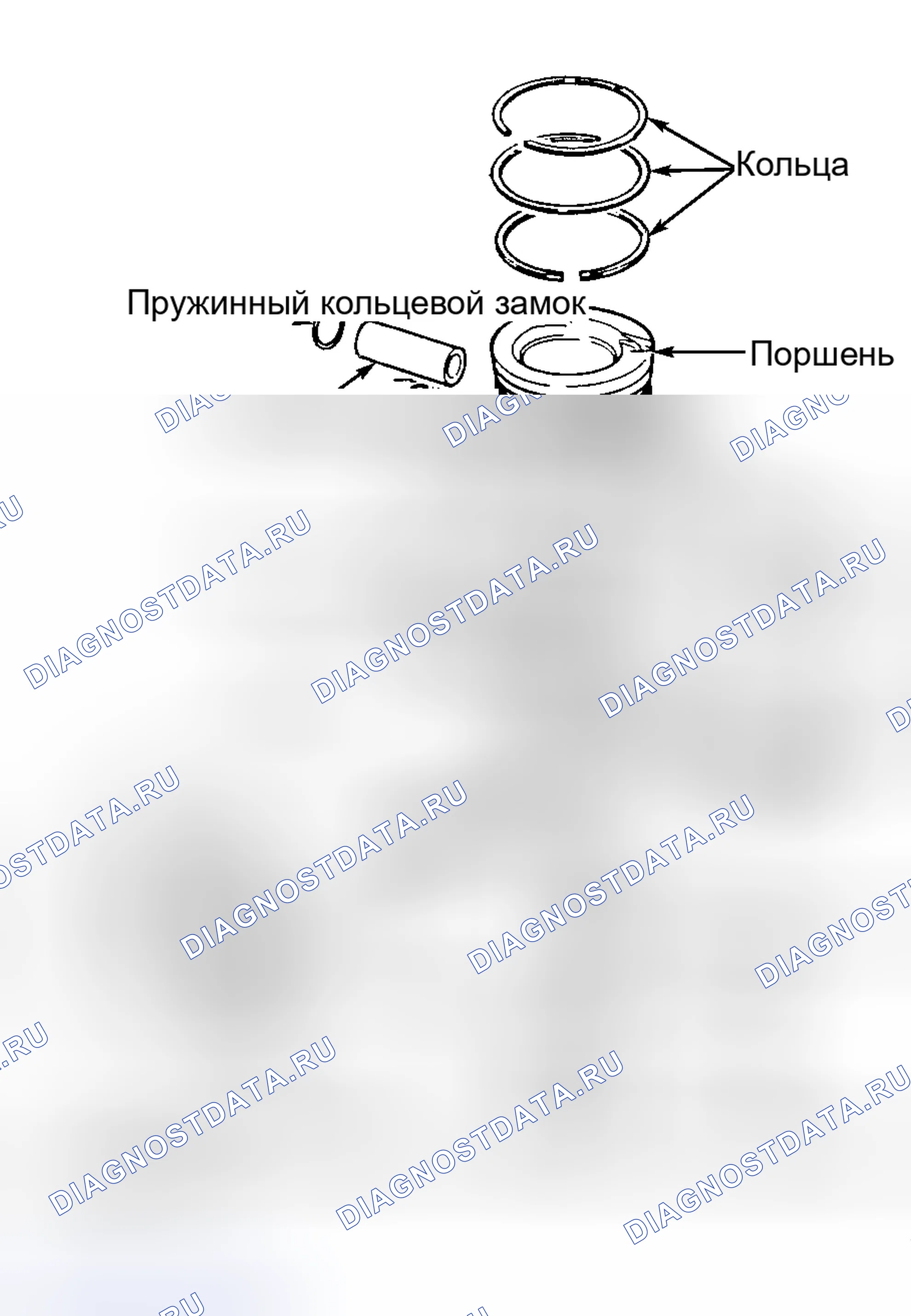 Рис. 41: Поршень и шток в сборе. Volkswagen Passat B4