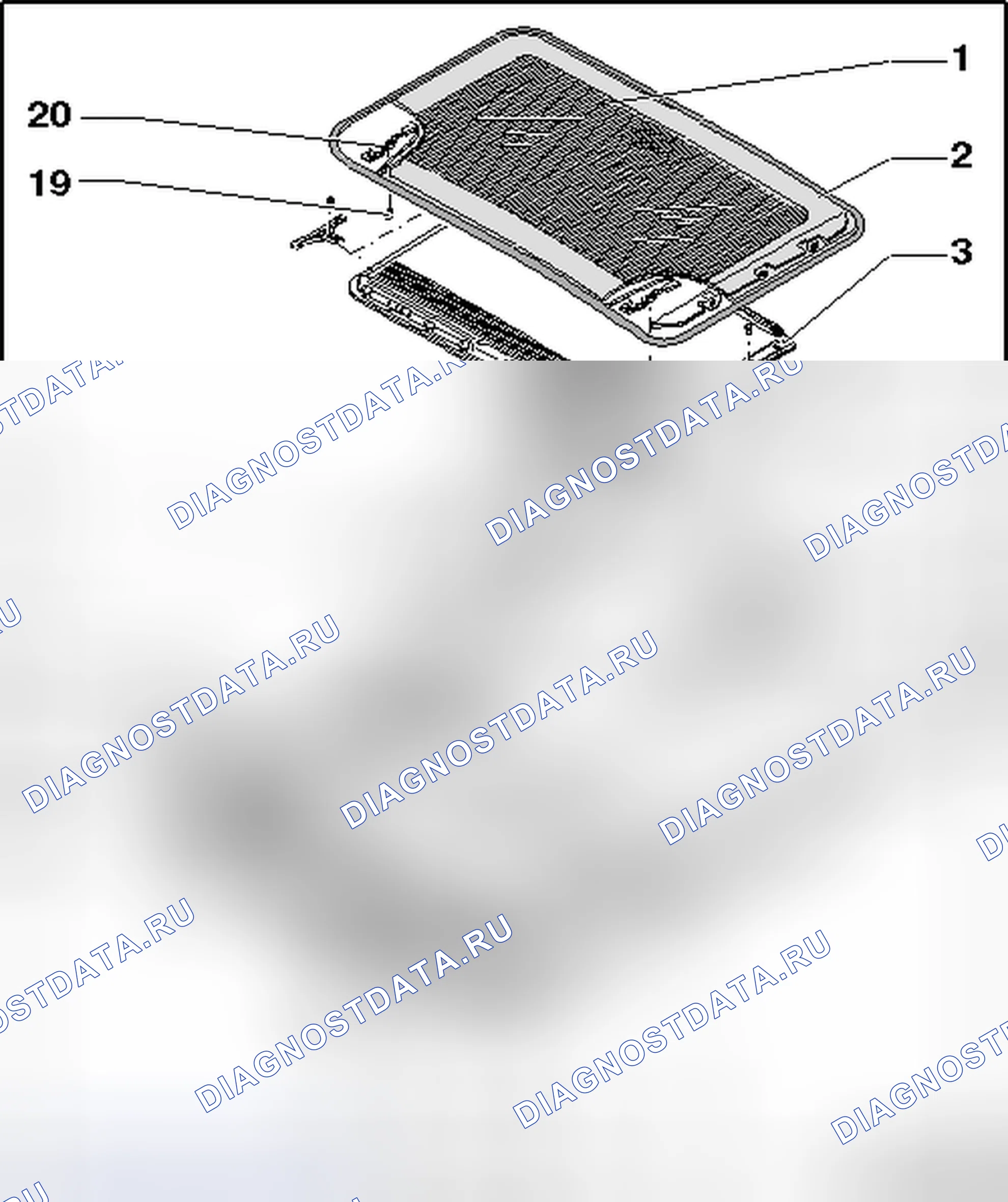 Рис. 23: ЛЮК С СОЛНЕЧНОЙ ПАНЕЛЬЮ В СБОРЕ. Volkswagen Passat B6