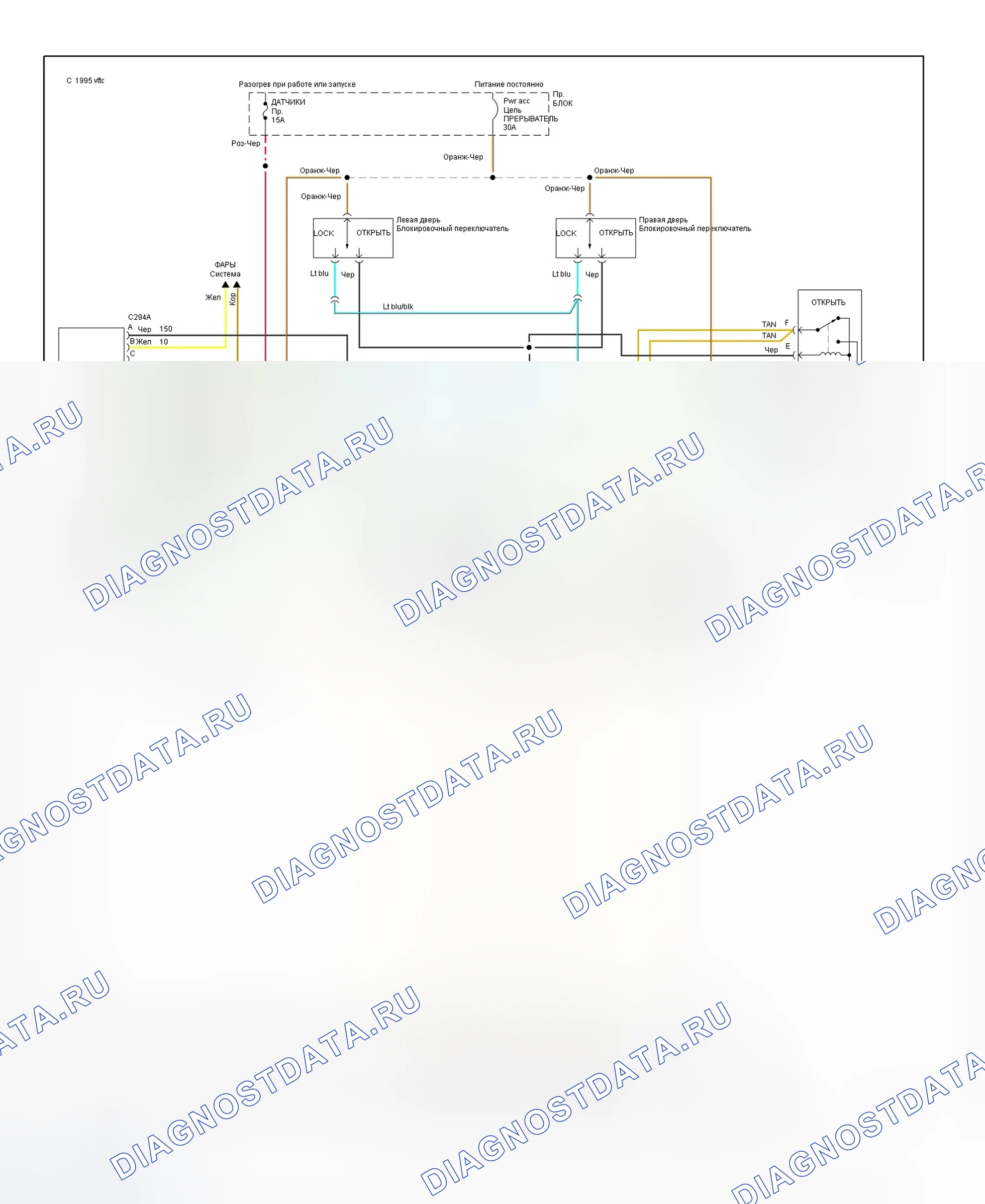 Рис. 35: Схема подключения системы бесключевого доступа. Chevrolet Sportvan G30 