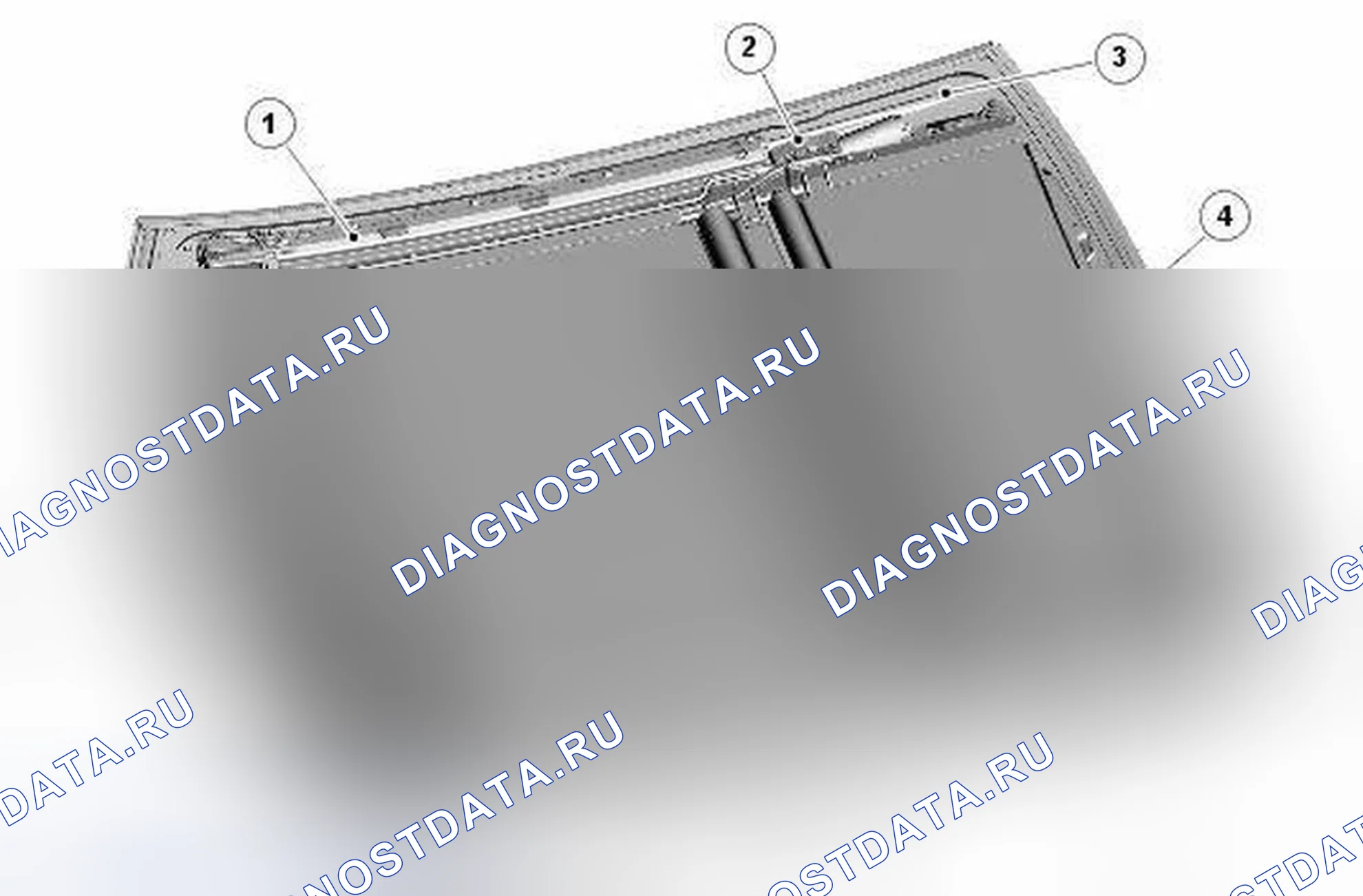 Рис. 79: Компоненты панели проема крыши - вид изнутри. Jaguar XJ X351