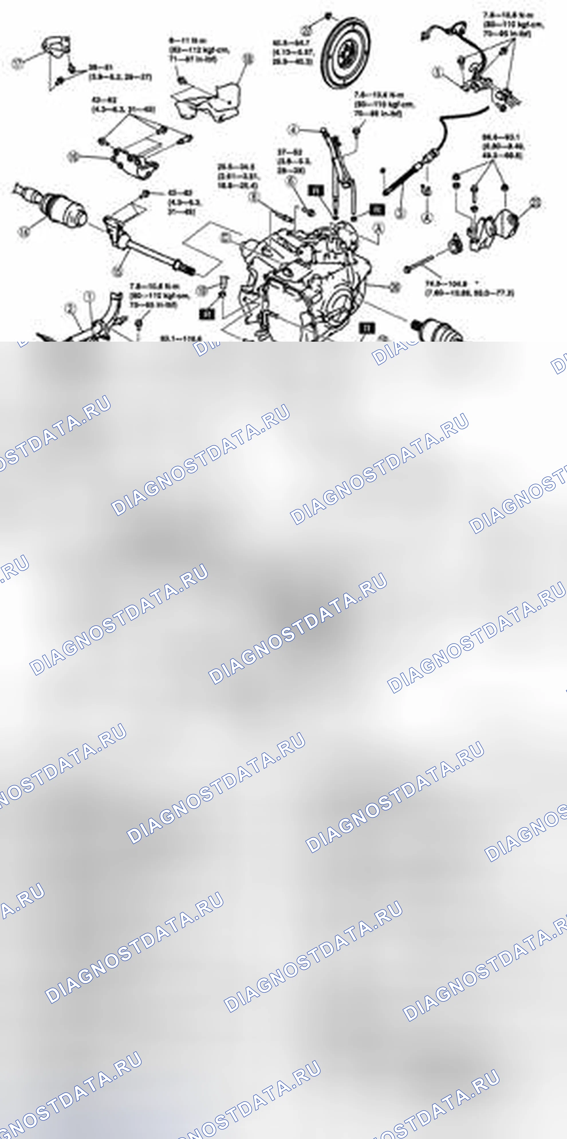 Рис. 368: АВТОМАТИЧЕСКИЙ ДЕМОНТАЖ / МОНТАЖ ТРАНСАКСЕЛЯ [AW6A-EL, xtigx1] AW6AX-EL. Mazda CX-7 I