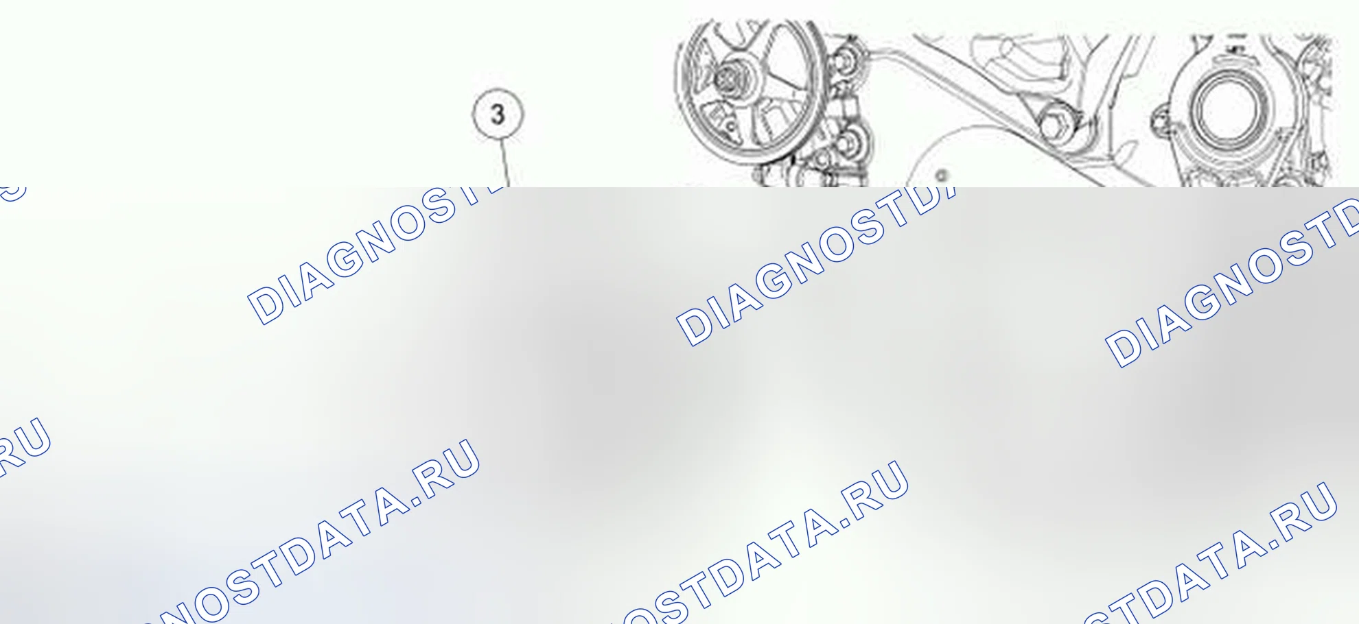 Рис. 10: Компоненты нижней части - покомпонентный вид, шкив коленчатого вала и переднее уплотнение коленвала. Hyundai ix55 I