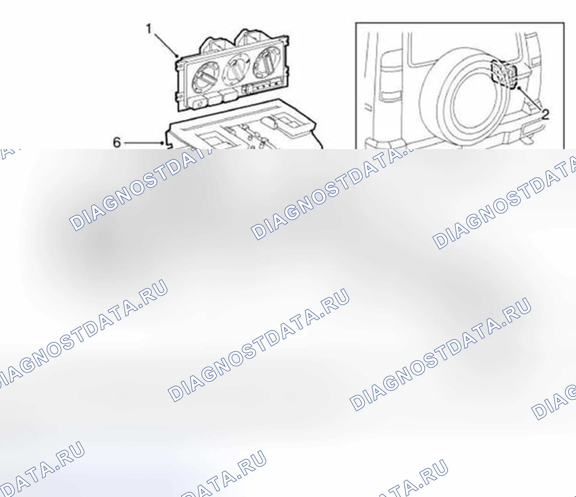 Рис. 1: Компоновка компонентов отопления и вентиляции. Land Rover Discovery L318