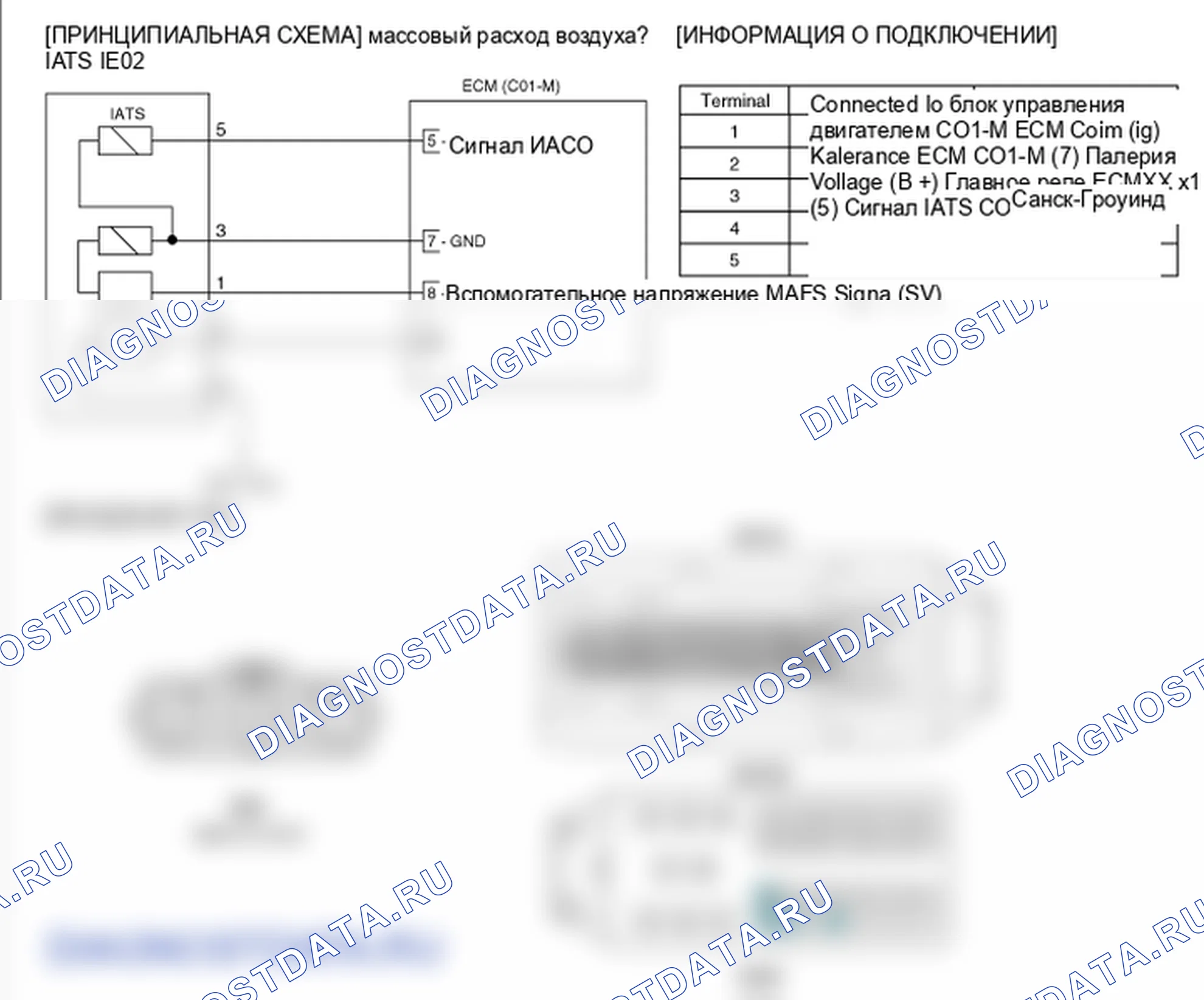 Фрагмент электросхемы: P0100. Kia Sorento BL