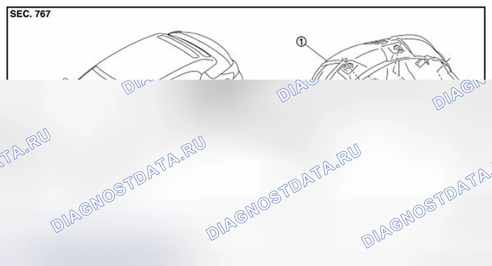 Рис. 327: ПРОТЕКТОР ЗАДНЕГО КОЛЕСНОГО ДОМИКА: Вид в разобранном виде. Nissan Murano Z51 рестайлинг 2
