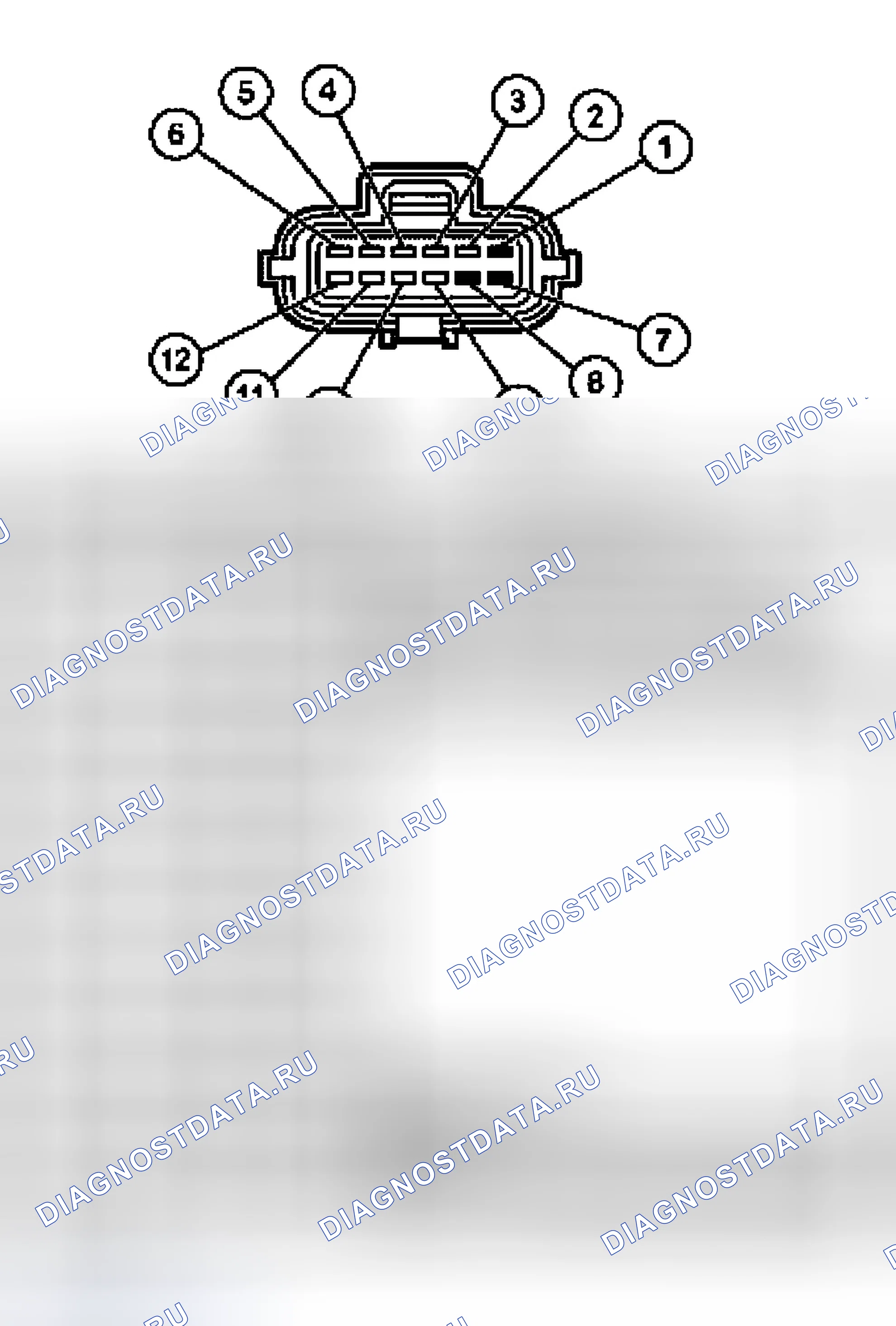 Рис. 403: Клеммы разъема датчика диапазона цифровой передачи (Tr). Ford Crown Victoria II