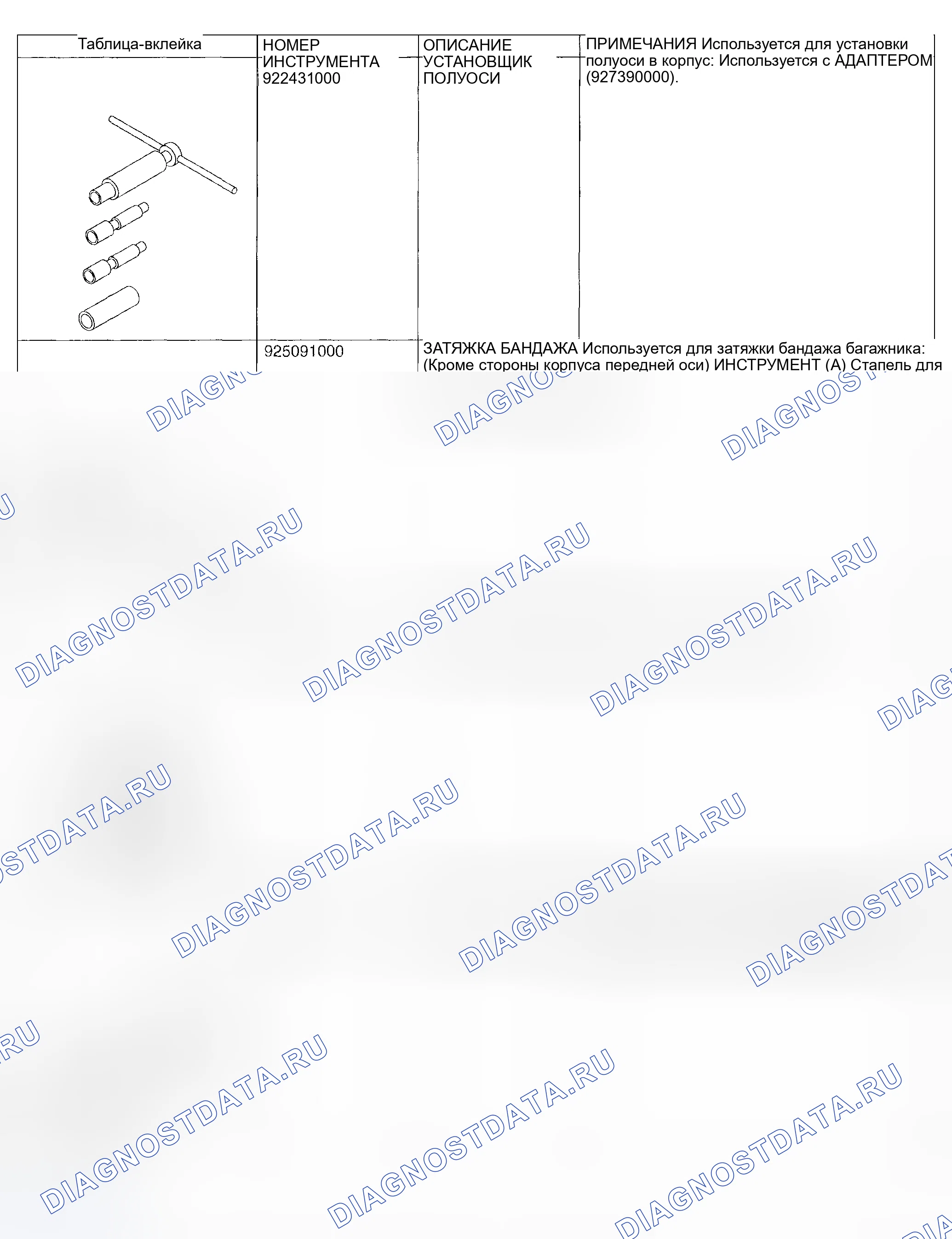 Рис. 14: СПЕЦИАЛЬНЫЕ ИНСТРУМЕНТЫ. Subaru Impreza GD/GC/GG рестайлинг