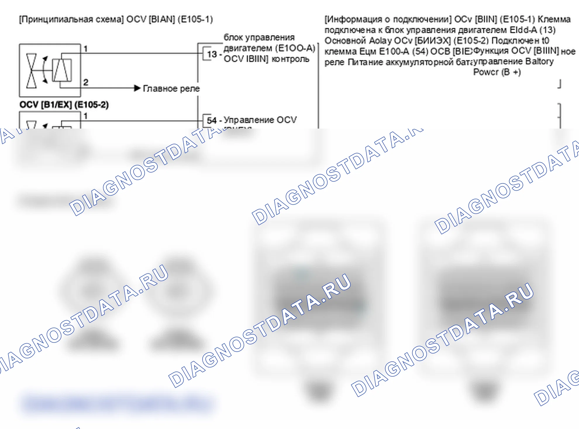 Фрагмент электросхемы: Масляный регулирующий клапан CVVT (OCV). Hyundai i20 GB