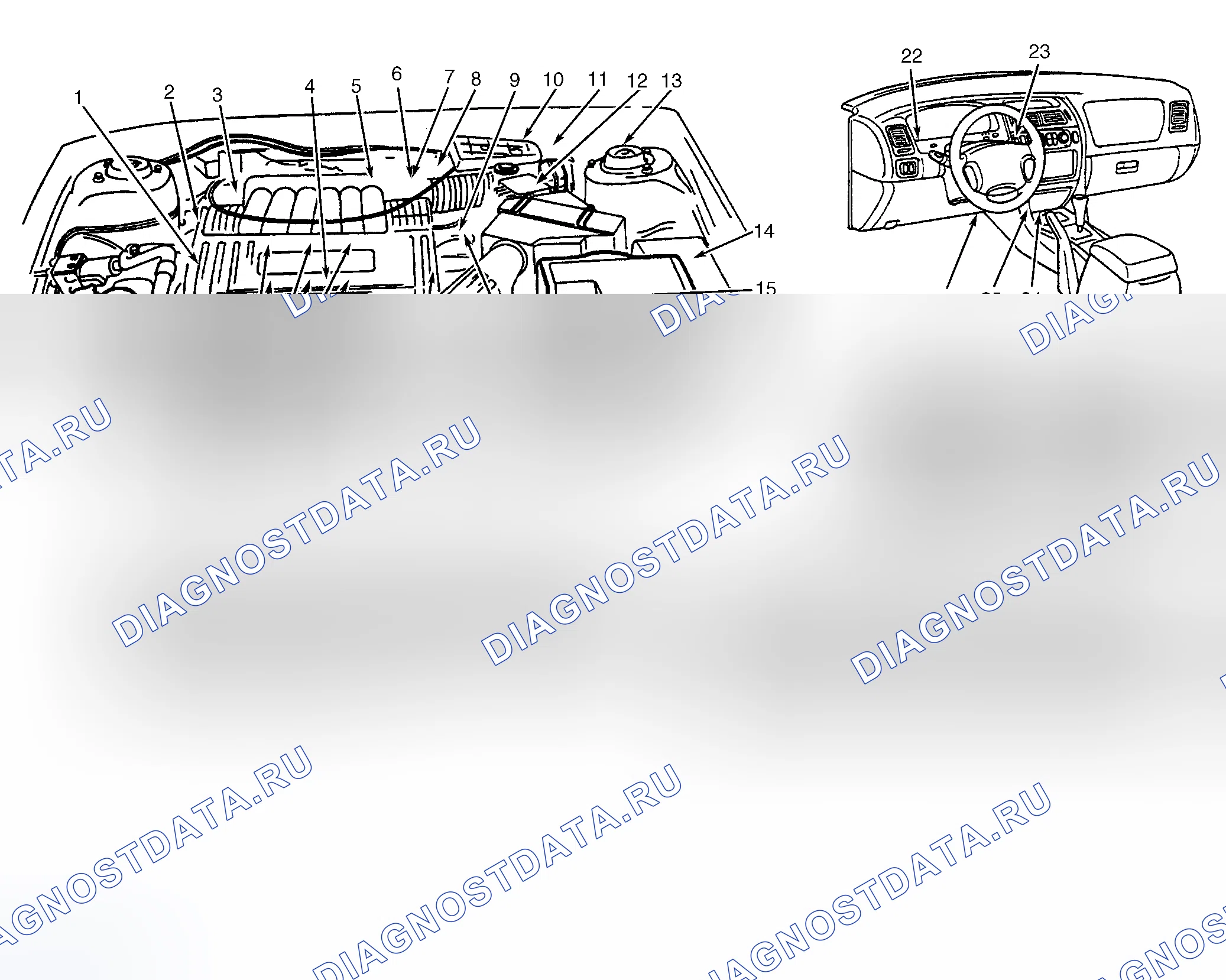 Рис. 122: РАСПОЛОЖЕНИЕ КОМПОНЕНТОВ. Honda CR-X II