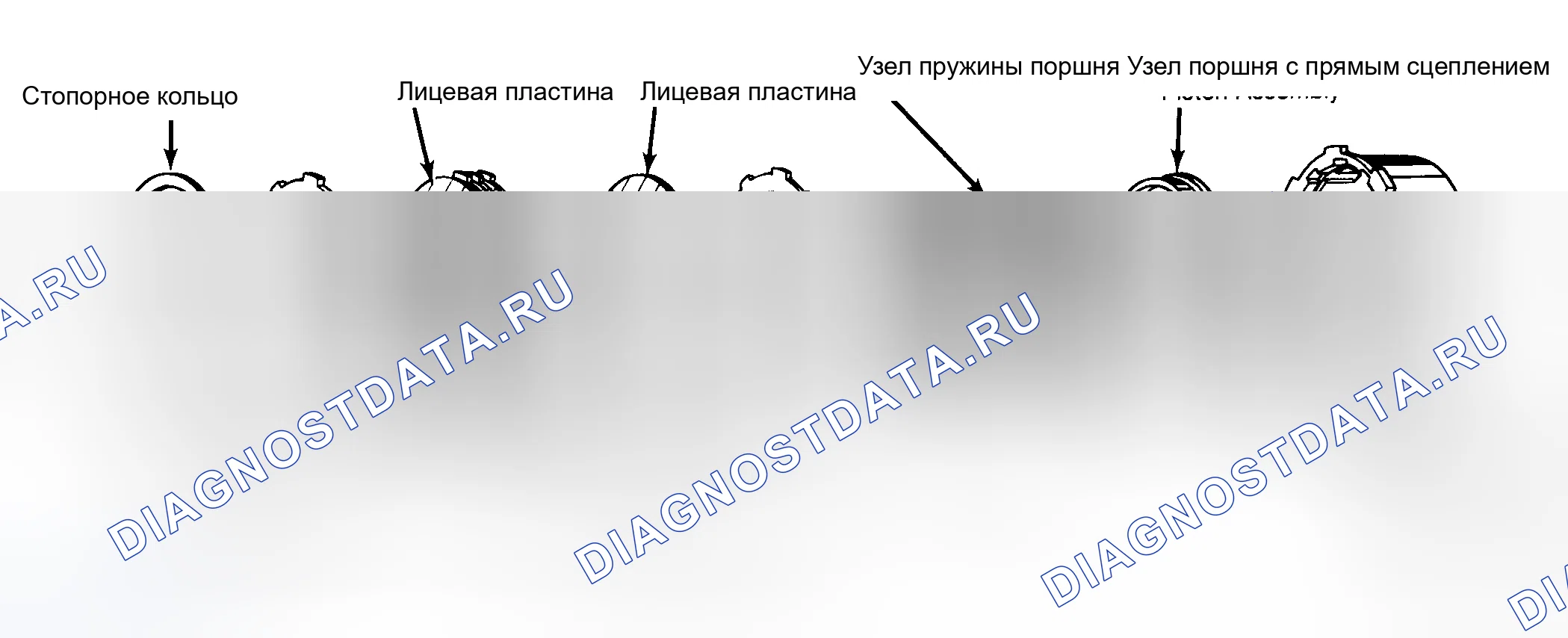 Рис. 89: Покомпонентный вид прямого сцепления в сборе. Pontiac Grand Prix IV