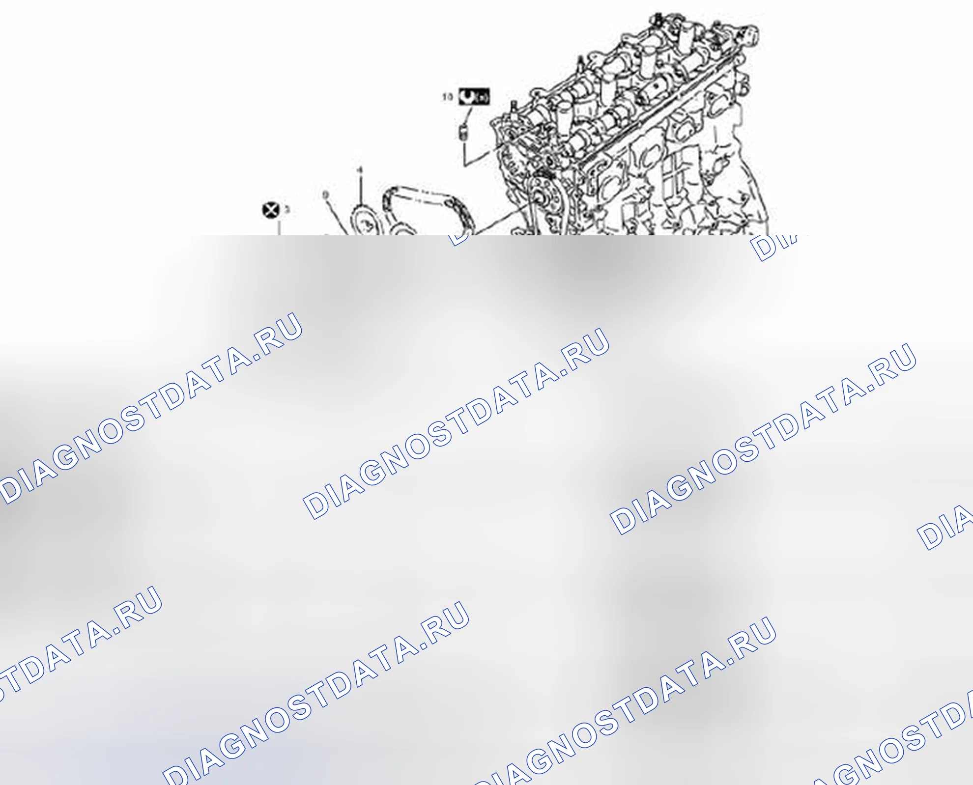 Рис. 2: Компоненты 2-й цепи ГРМ и натяжителя цепи. Suzuki SX4 I