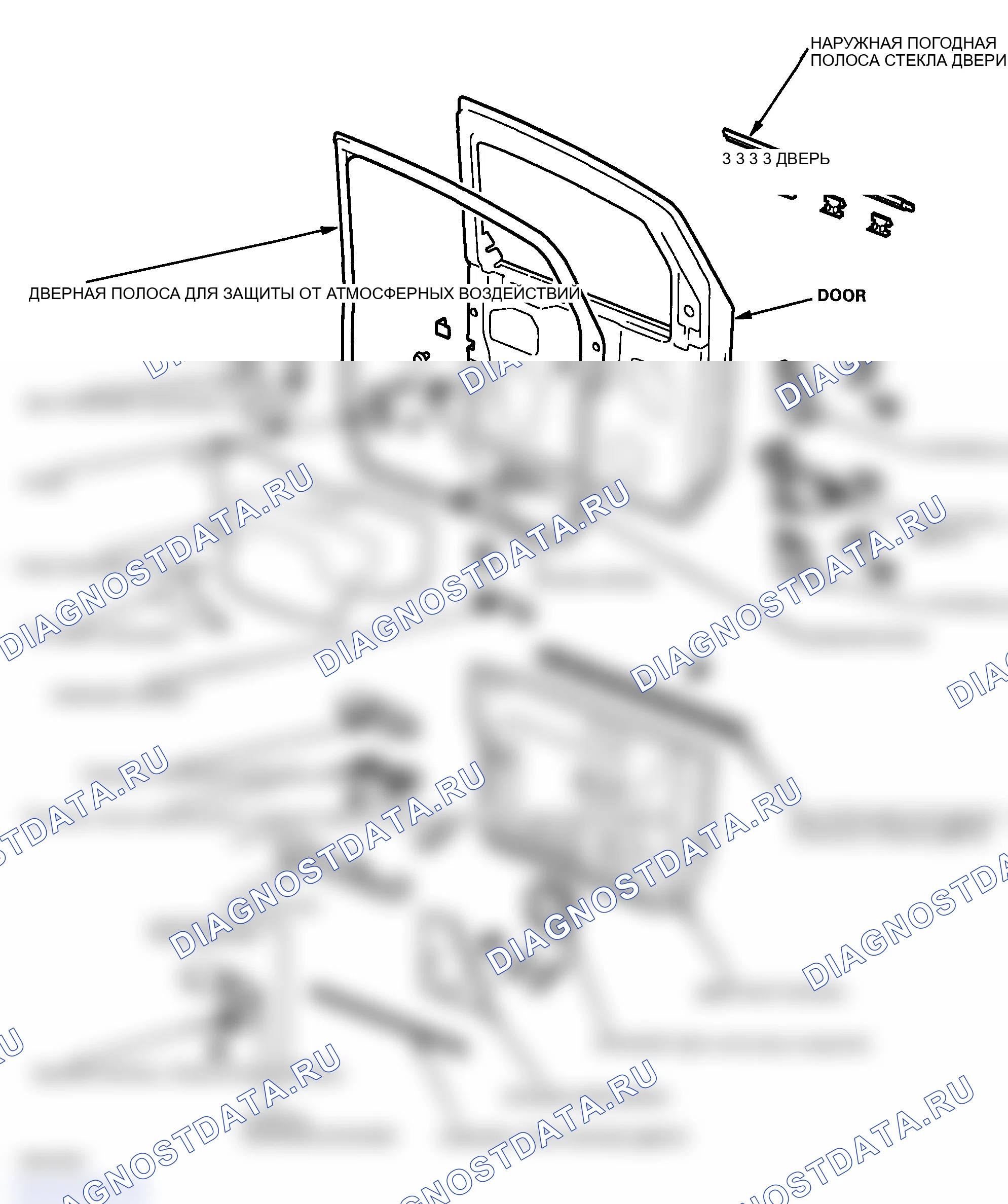 Рис. 1: Индекс расположения компонентов - передняя дверь. Honda Element YH2
