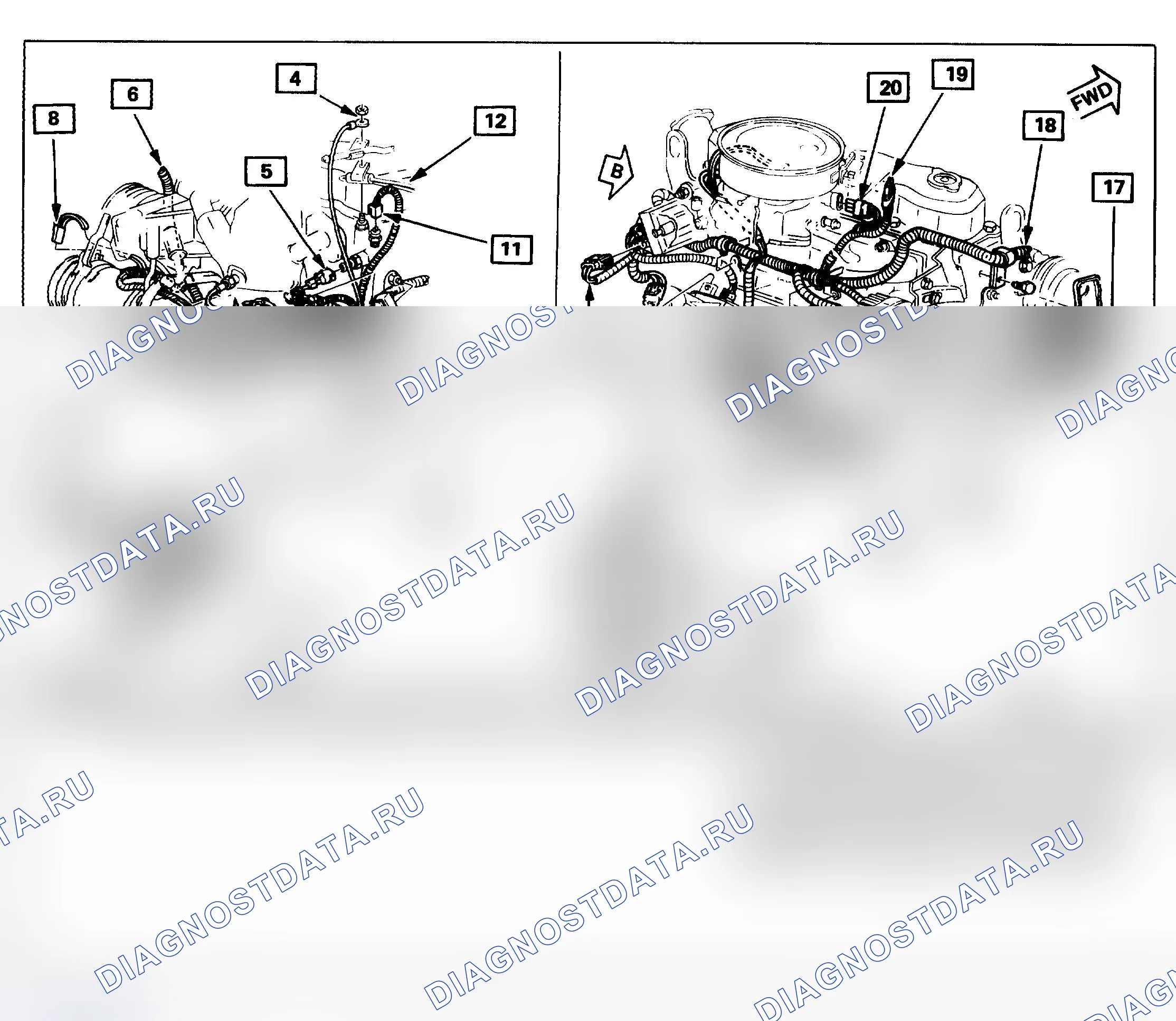 Рис. 40: Окно Eng. related Comp. location 1/2 - Actual View - P кузов. Chevrolet Celebrity I