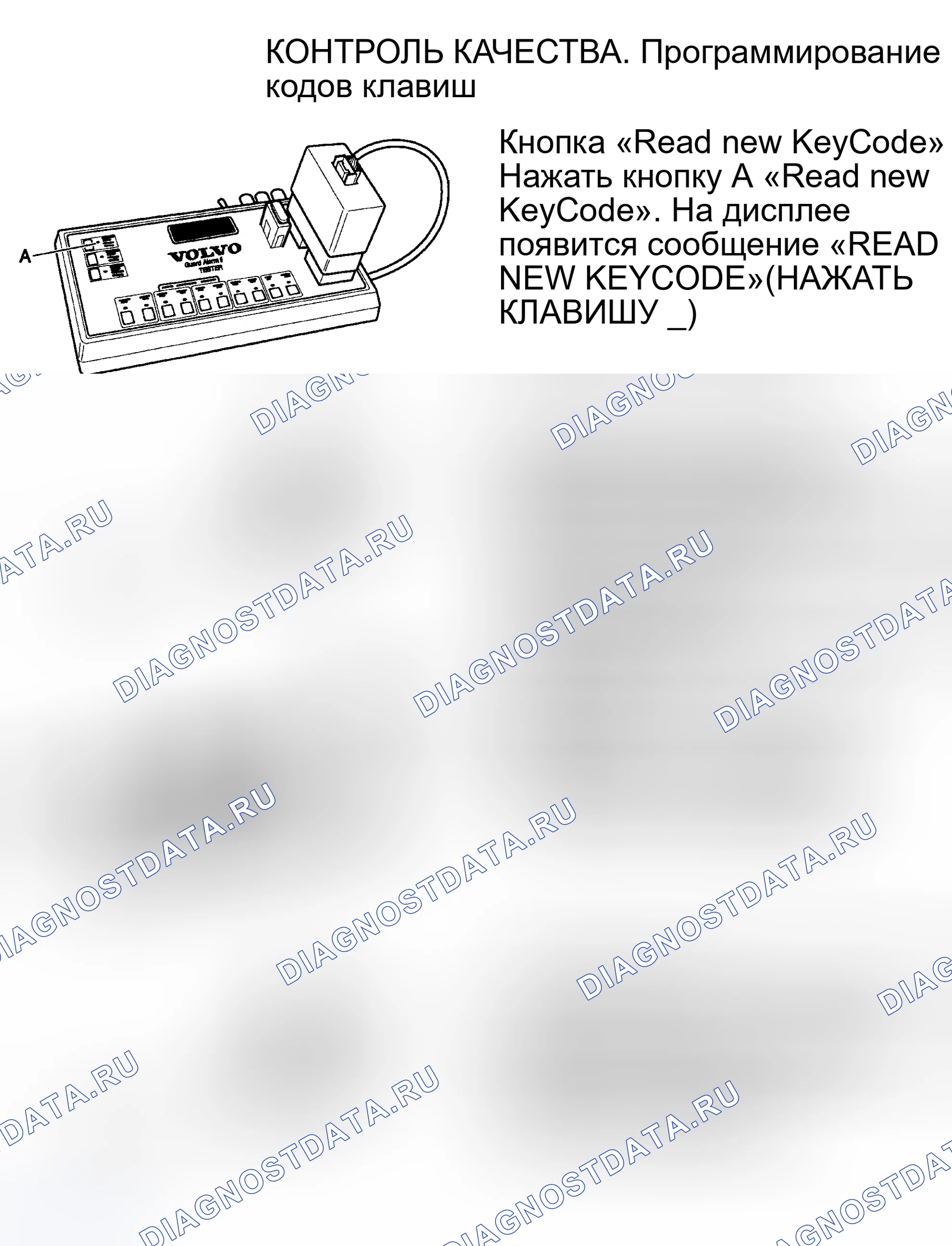 Рис. 26: Контроль качества. ПРОГРАММИРОВАНИЕ КОДОВ КЛАВИШ. Volvo 940 I