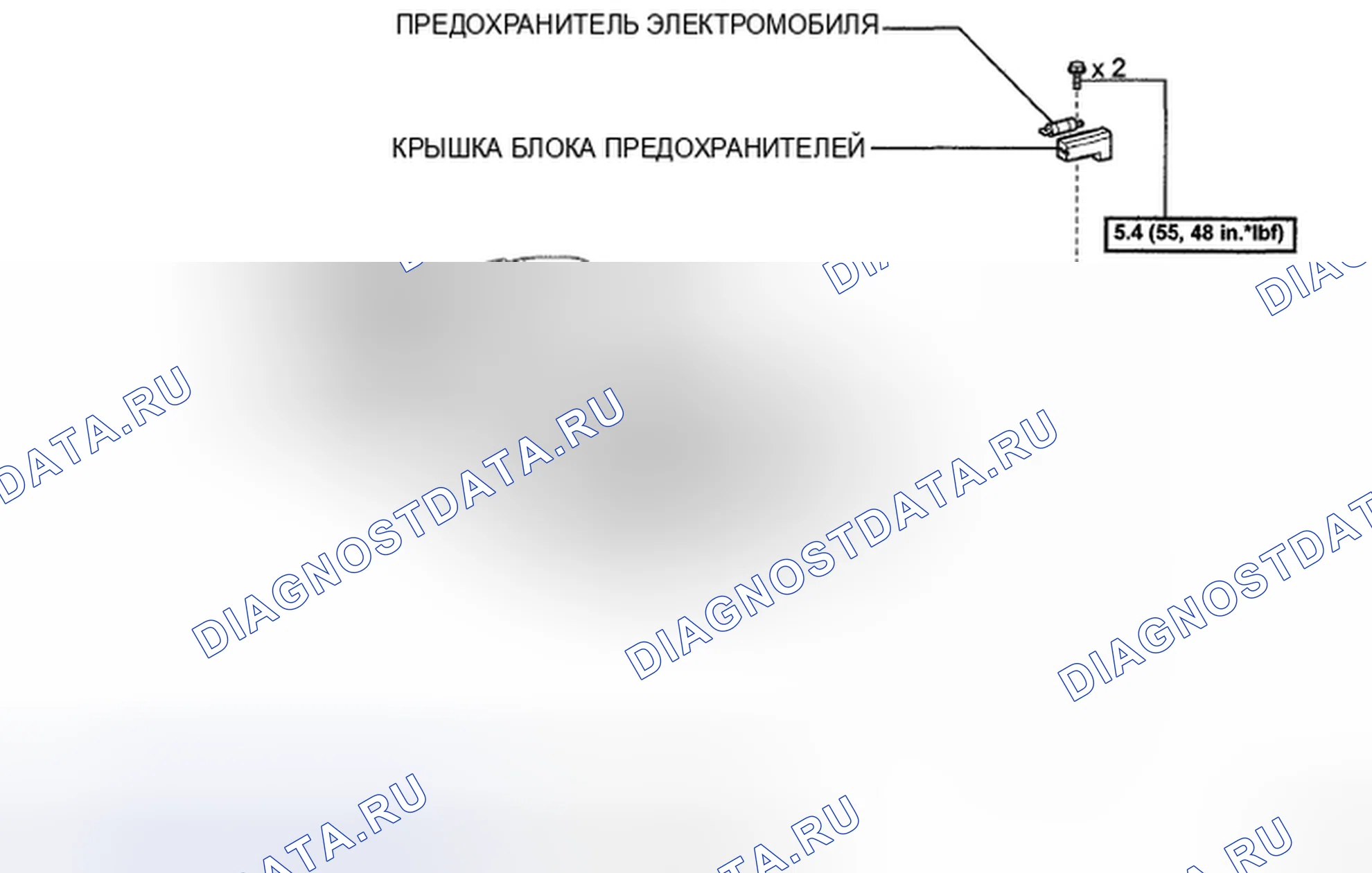 Рис. 156: Идентификация компонентов плавких предохранителей аккумуляторной батареи со спецификацией крутящего момента - без заднего сиденья № 2 (2 из 2). Toyota Highlander II