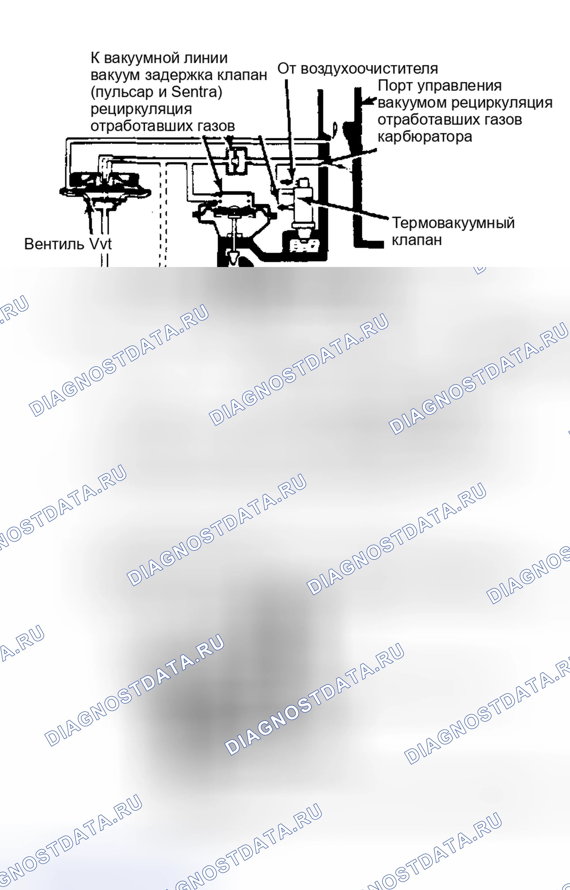 Рис. 16: Система рециркуляция отработавших газов (пикап, пульсар и sentra). Nissan Maxima G910
