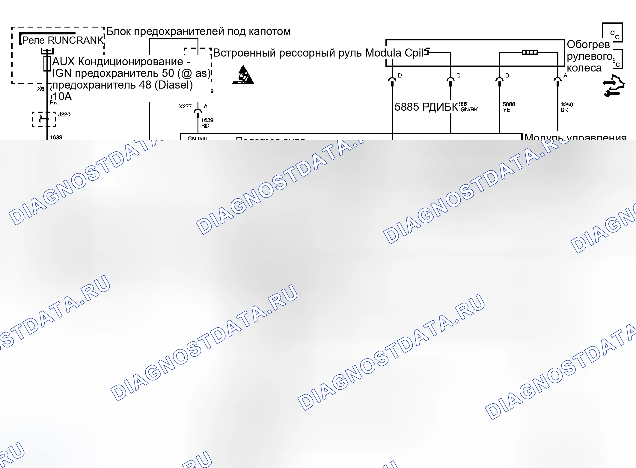 Рис. 1: Схема рулевого колеса. GMC Sierra 2500 HD 
