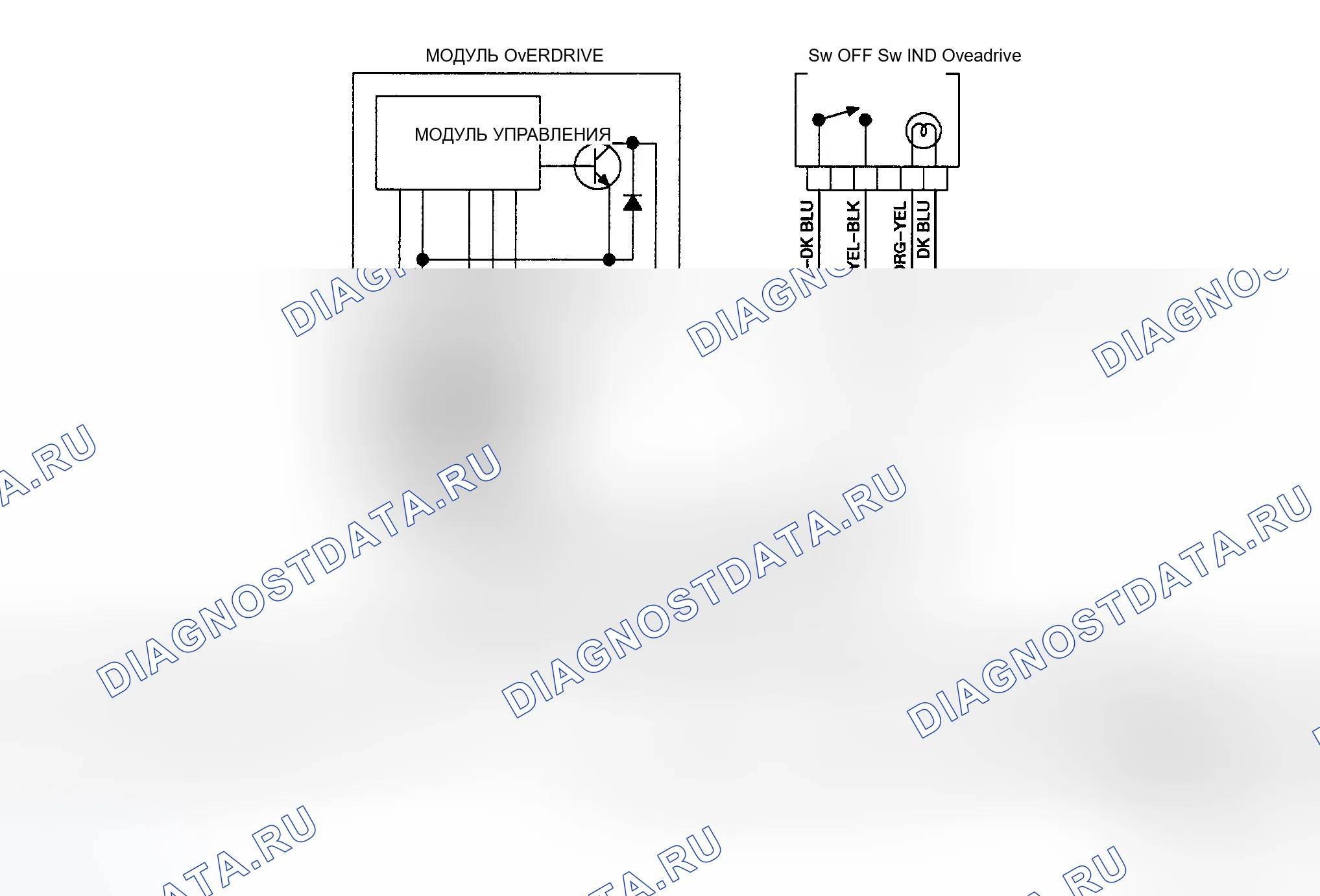 Рис. 73: 1990 Dodge D/W 150-350 и Ramcharger дизель O/D Схема. Dodge Shadow I