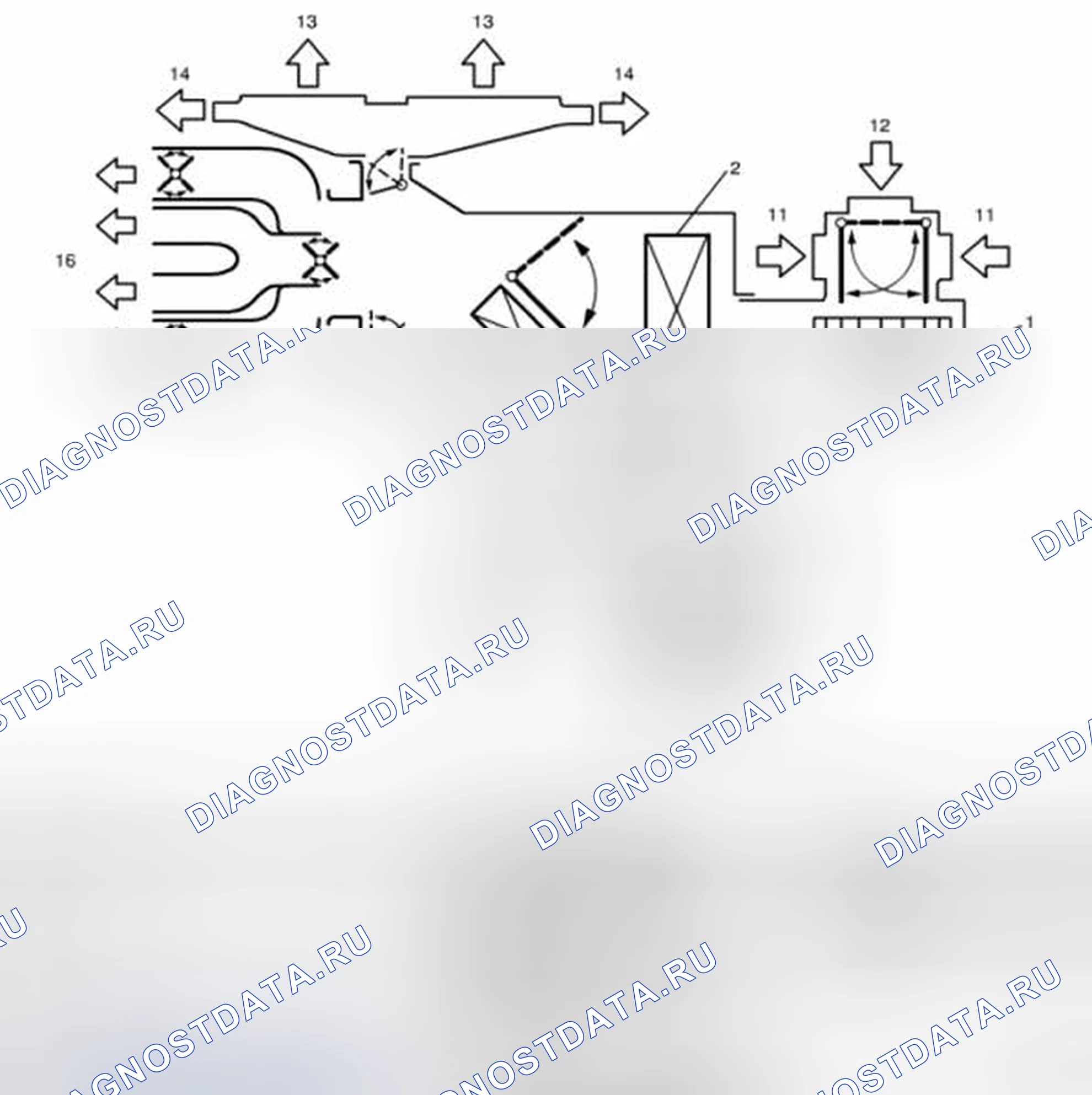 Рис. 4: Схема воздушного потока системы кондиционирования воздуха. Suzuki Grand Vitara II рестайлинг 2