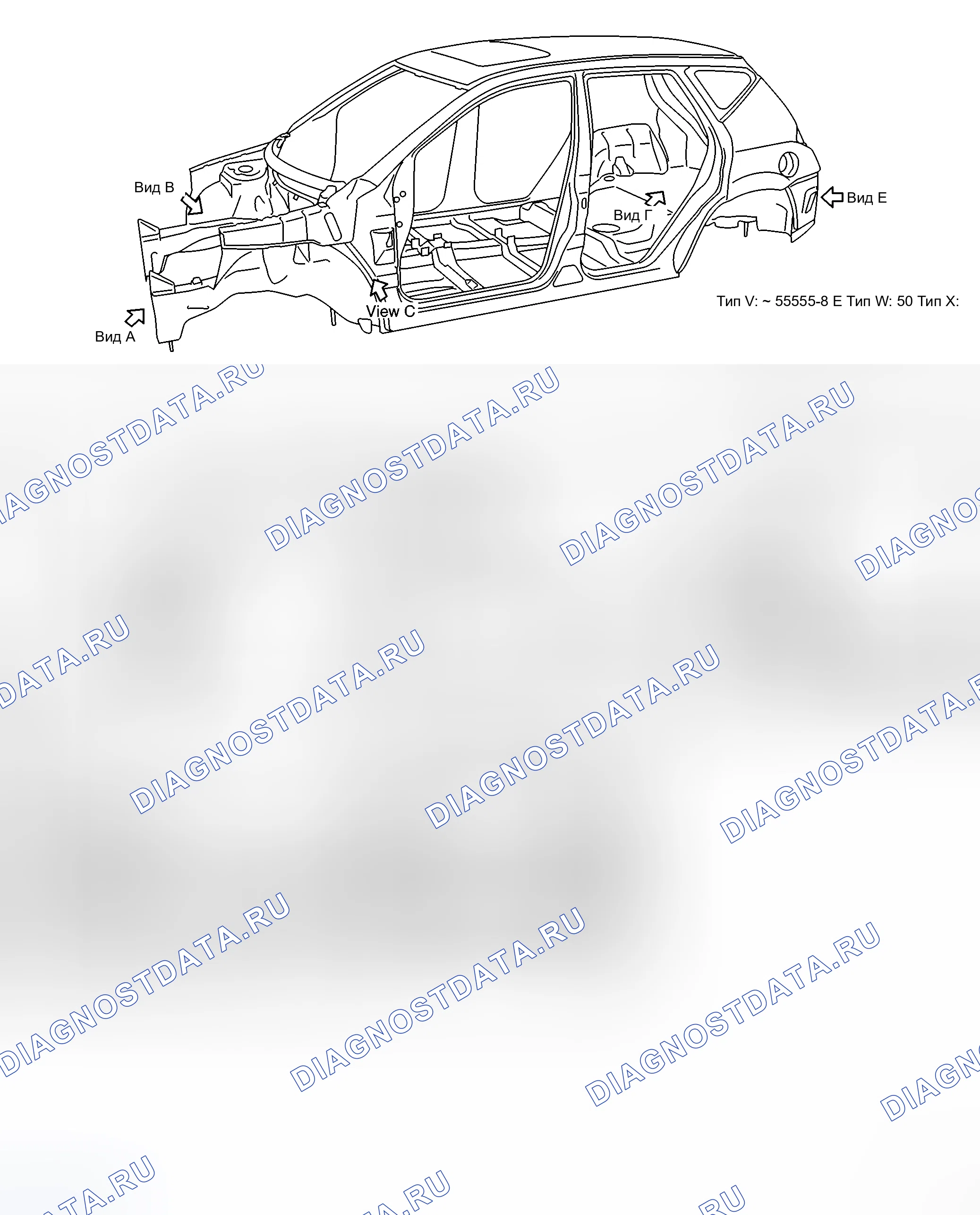 Рис. 417: ОТМЕТКИ, СООТВЕТСТВУЮЩИЕ ДЕТАЛЯМ ПАНЕЛИ. Honda Integra I