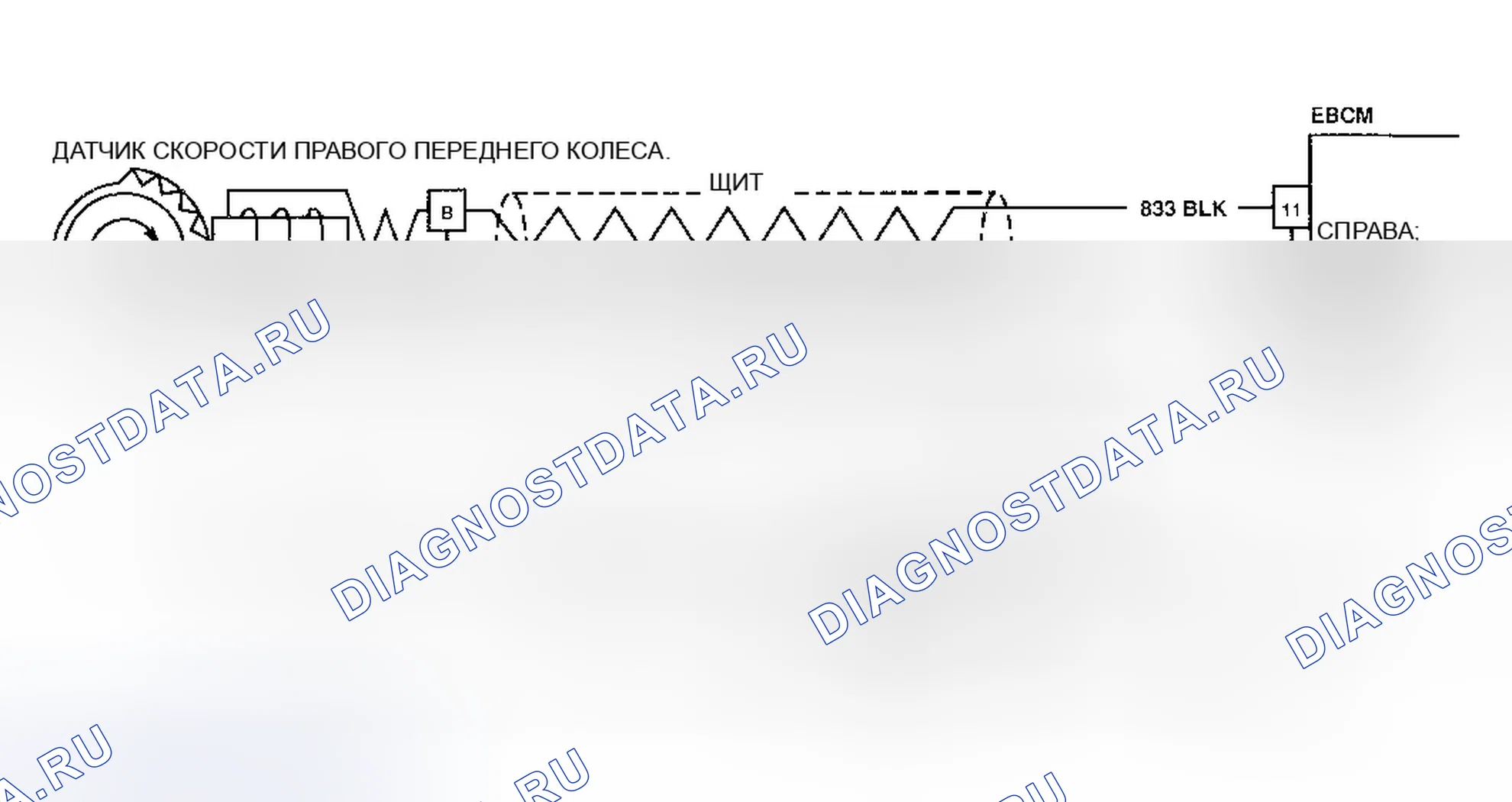 Рис. 17: Схема расшифровка кода ошибки A022 (Prizm) Скорость правого переднего колеса = 0 или неразумно. Geo Prizm II