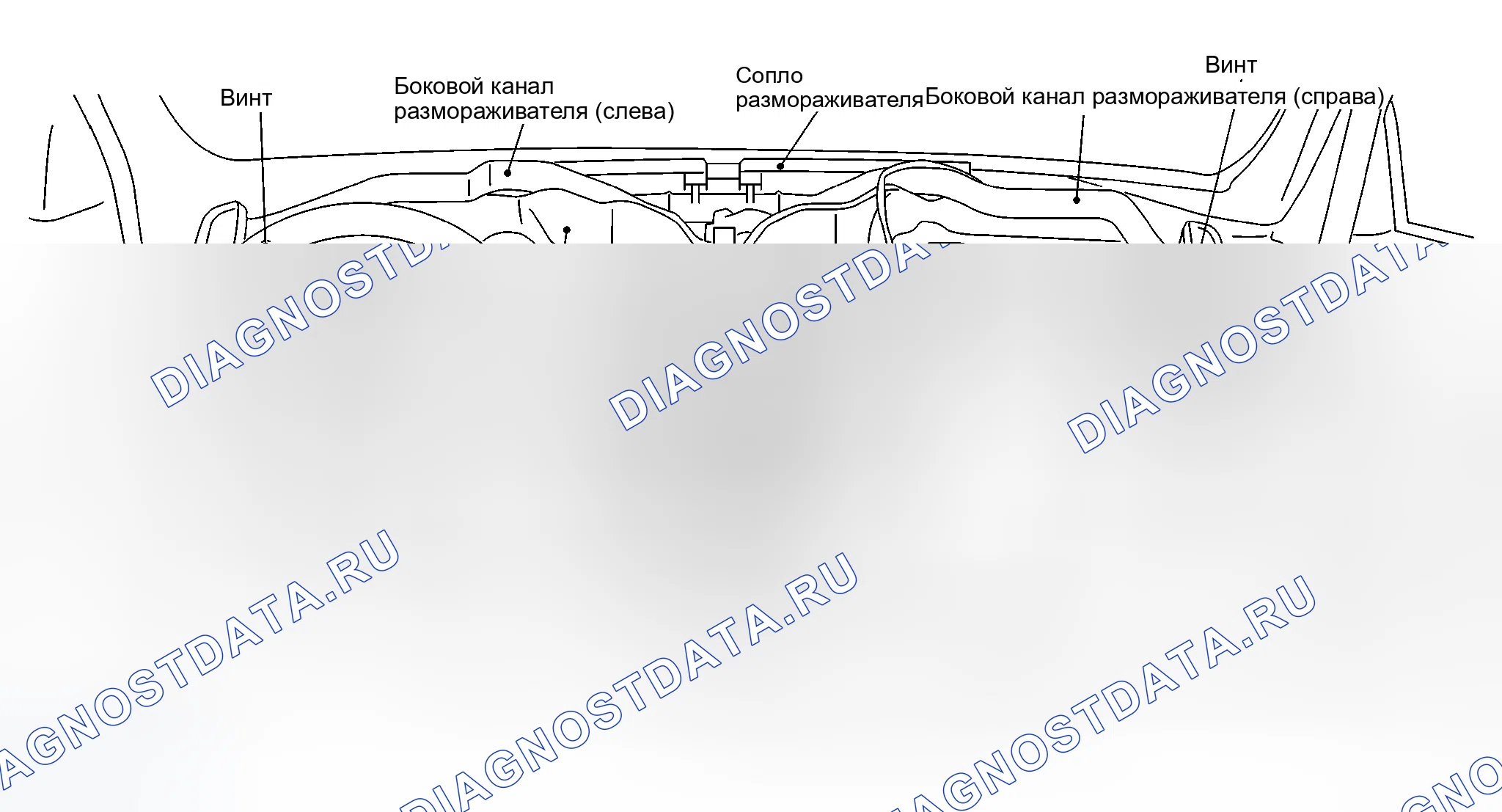 Рис. 412: Демонтаж сопла дефростера, воздуховодов и вентиляционных каналов. Infiniti G35 III