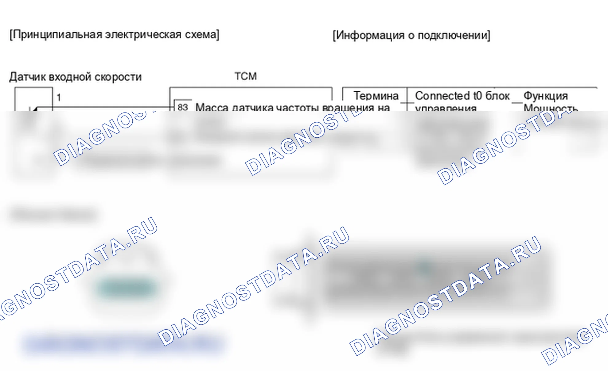 Фрагмент электросхемы: Датчик входной скорости. Hyundai GRAND i10/Xcent BA