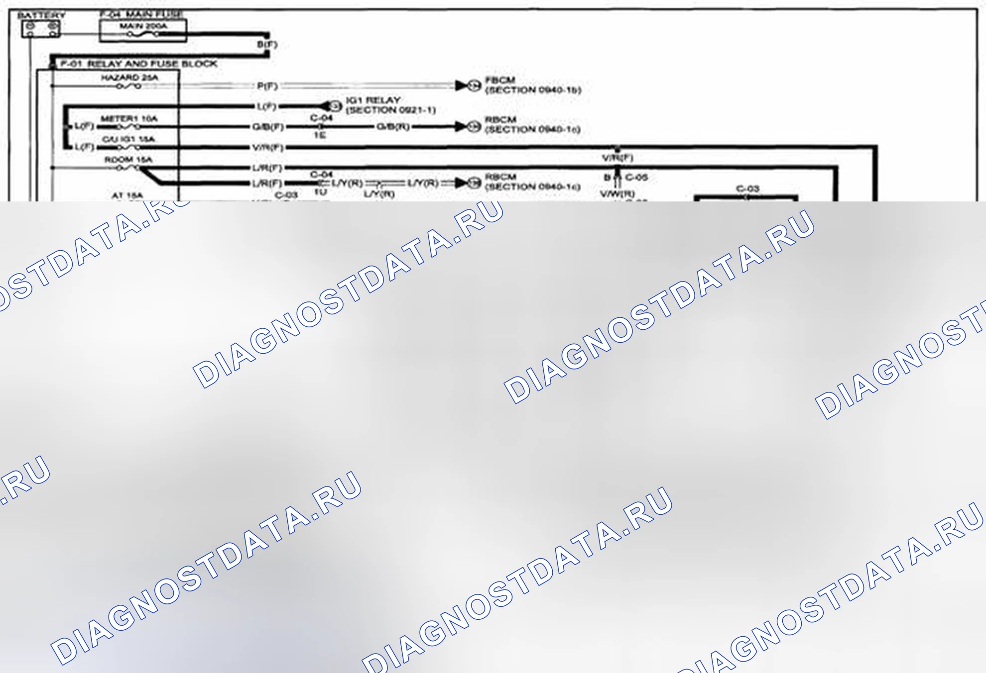 Рис. 235: Схема подключения системы управления кузовом (0940-1a) 1 из 2. Mazda CX-5 I