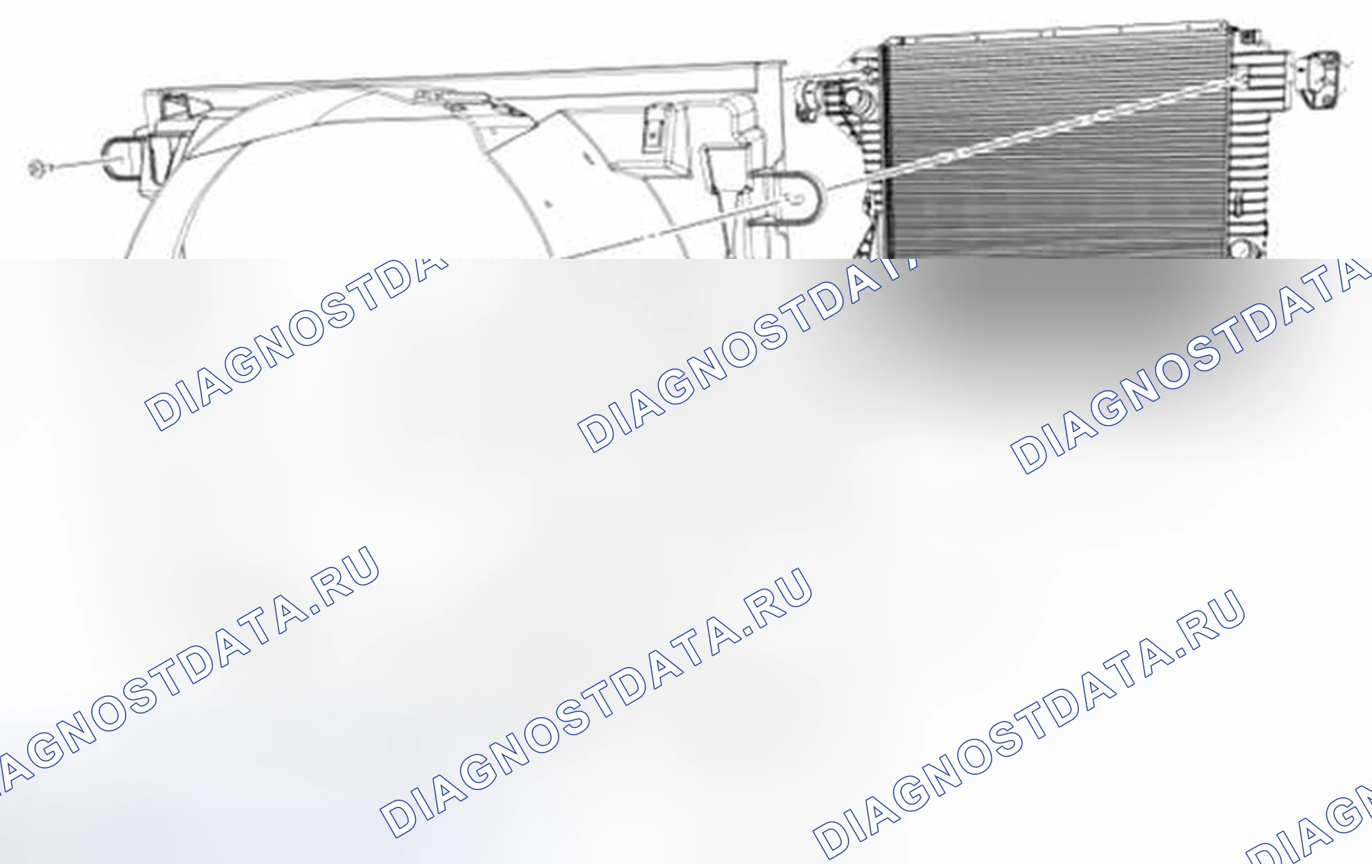 Рис. 34: Кожух вентилятора охлаждения. Ford Pickup F250 Super Duty II