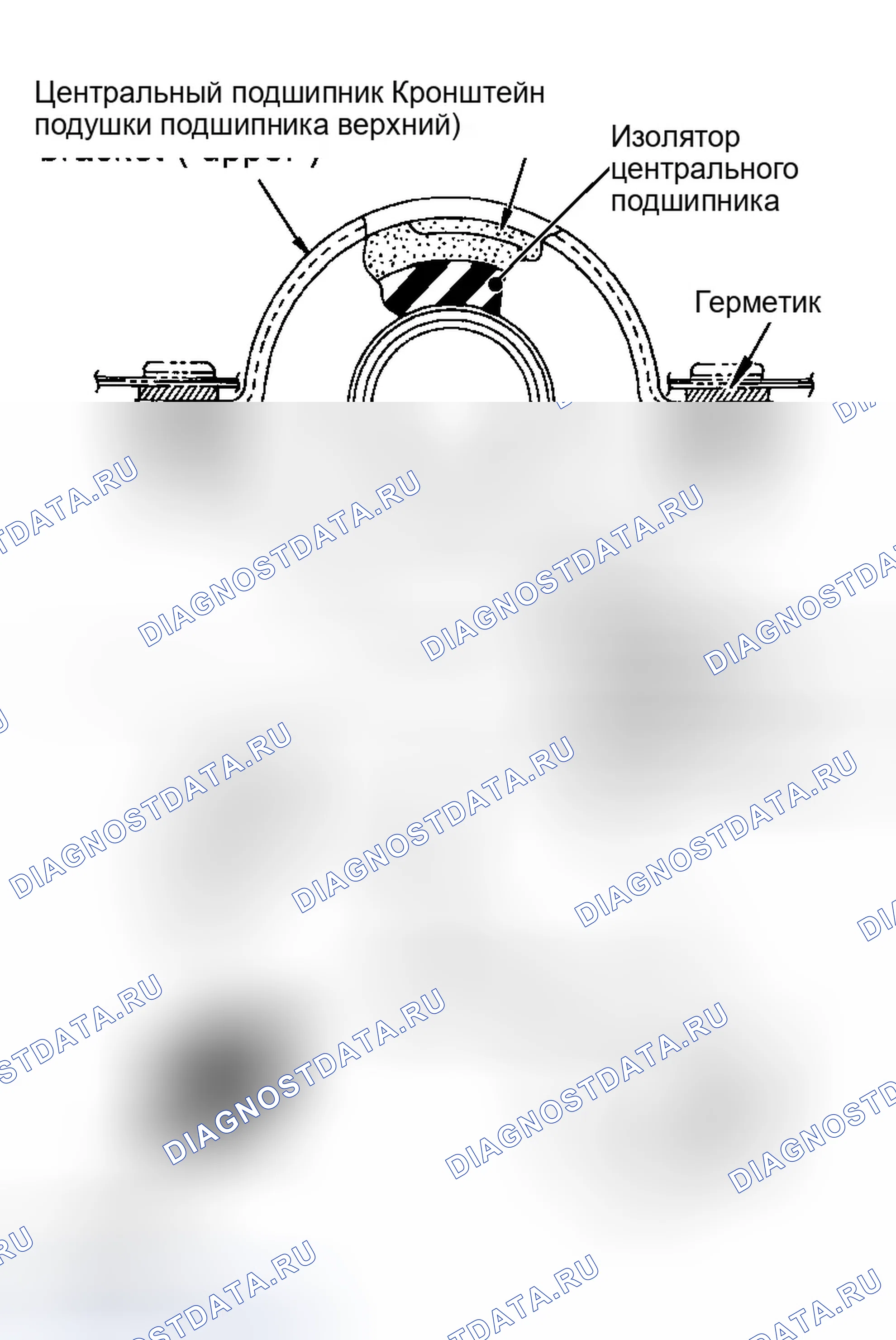 Рис. 99: Установка кронштейна центрального подшипника. Infiniti G35 III