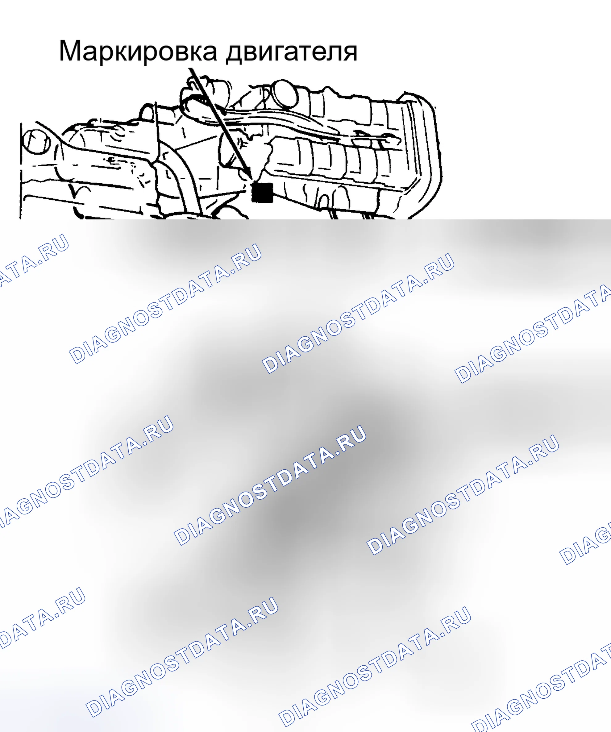 Рис. 1: РАСПОЛОЖЕНИЕ КОДА ДВИГАТЕЛЯ. Acura Integra II