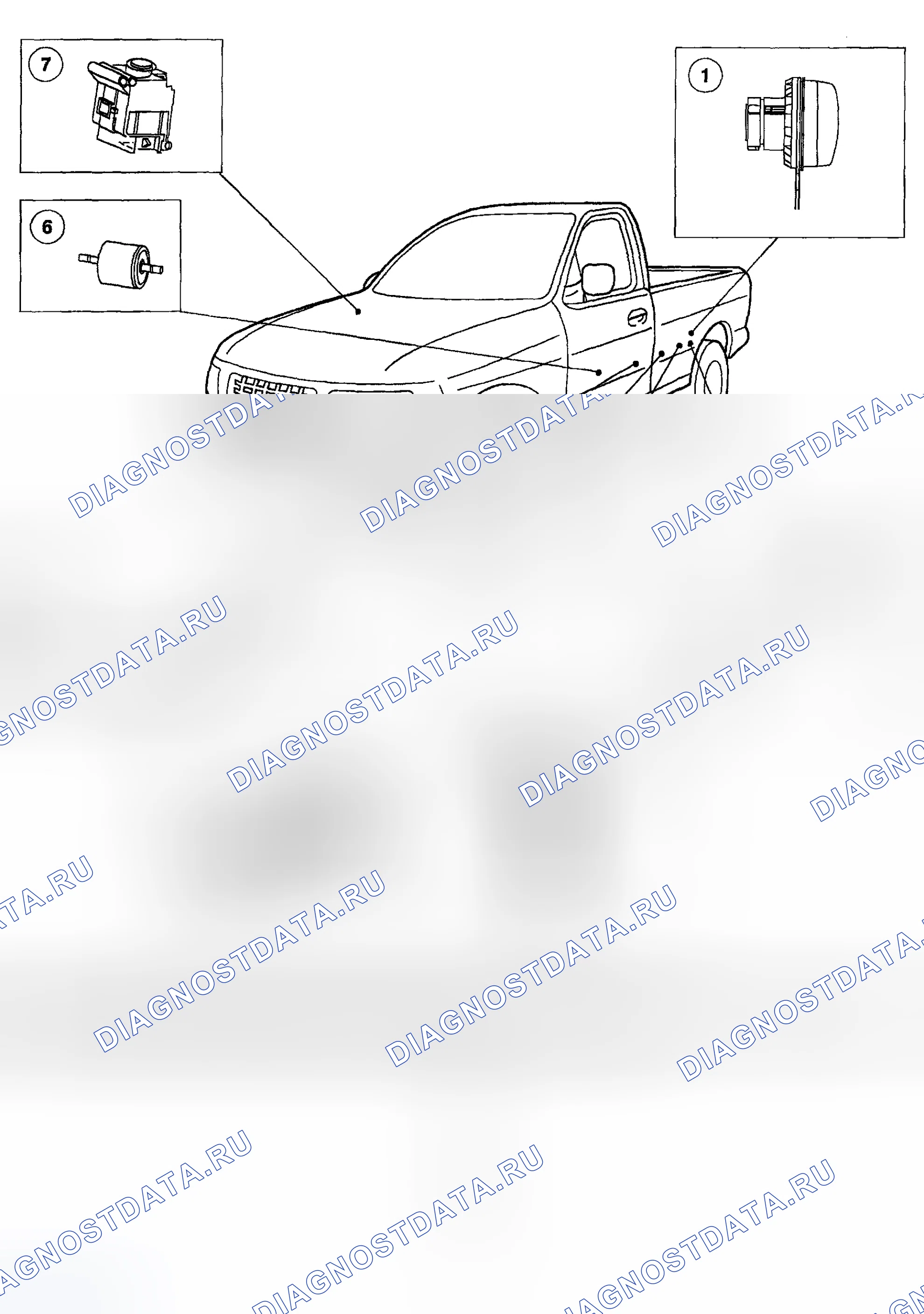 Рис. 131: Расположение компонентов. Ford Pickup F250 Super Duty I