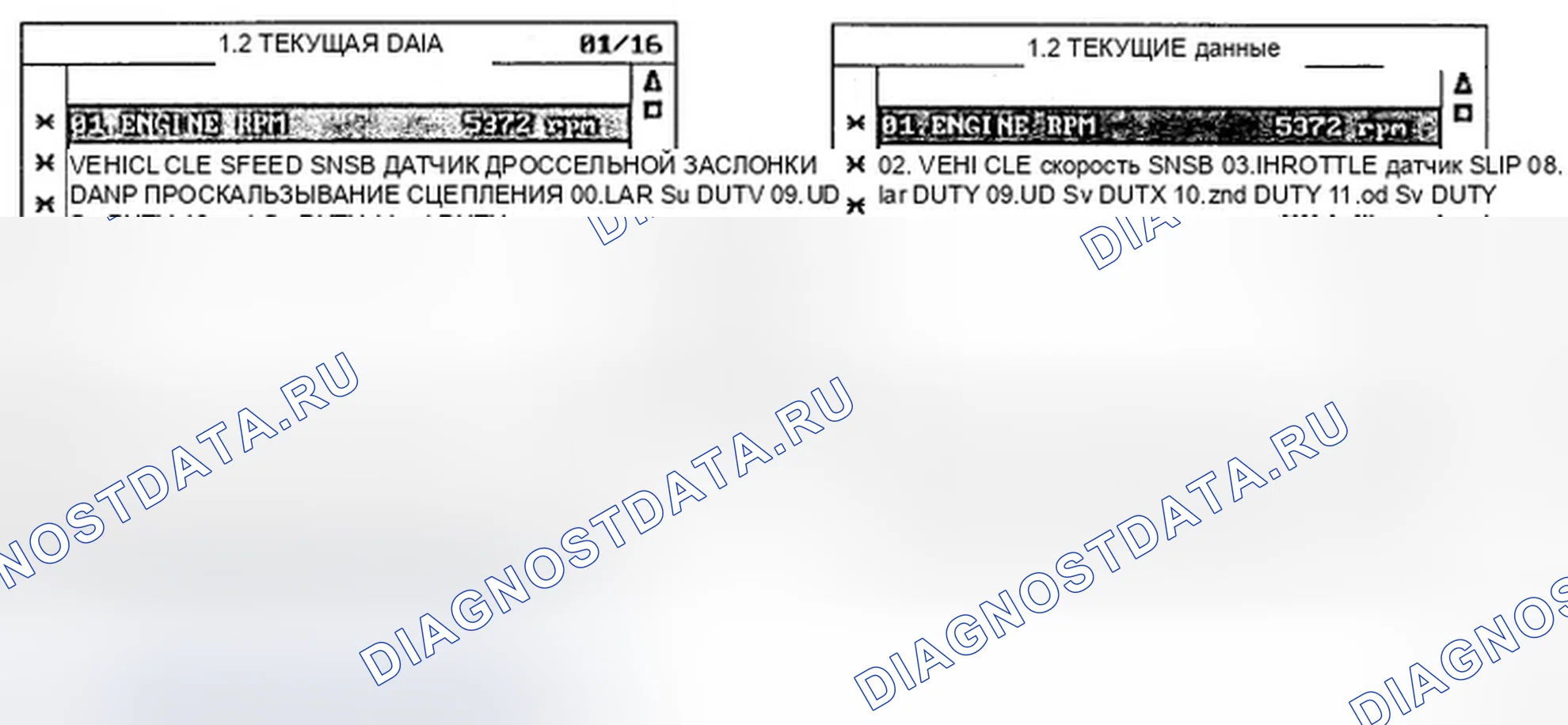 Рис. 81: МОНИТОРИНГ ДАННЫХ SCANTOOL. Hyundai Elantra III рестайлинг