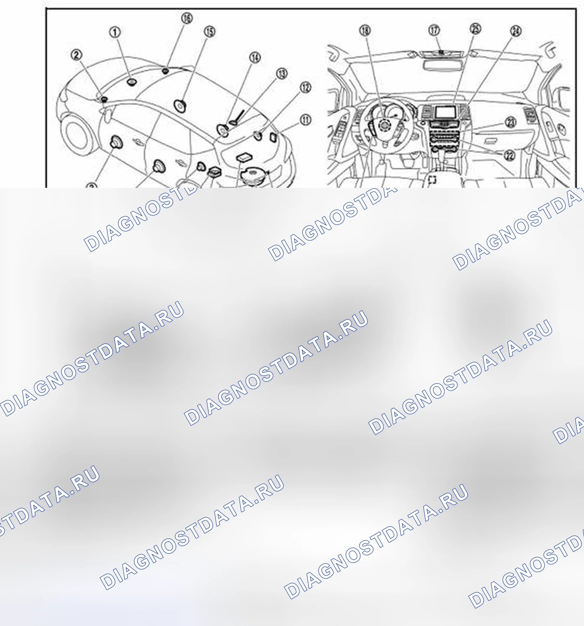 Рис. 109: Расположение компонентов. Nissan Murano Z51 рестайлинг 2