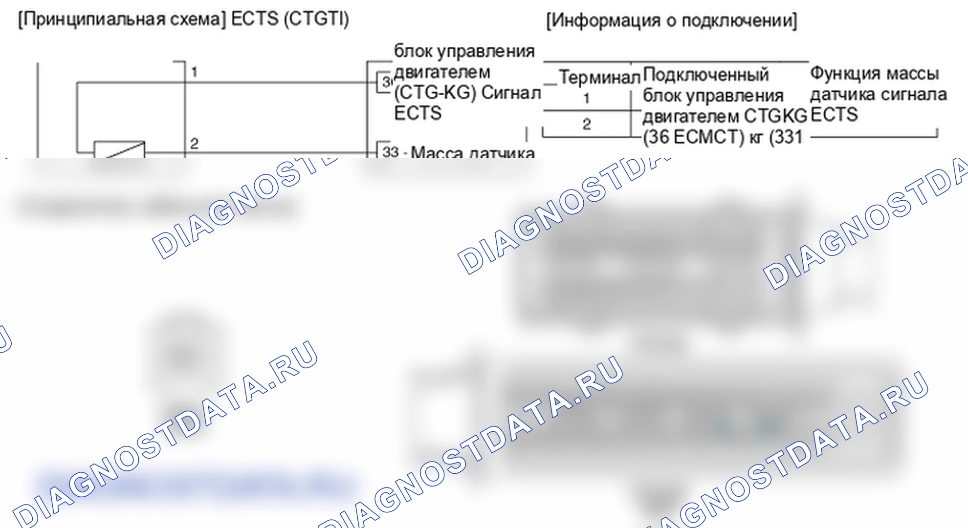 Фрагмент электросхемы: Датчик температуры охлаждающей жидкости двигателя (ECTS). Hyundai Genesis(Bh)-U.S. I