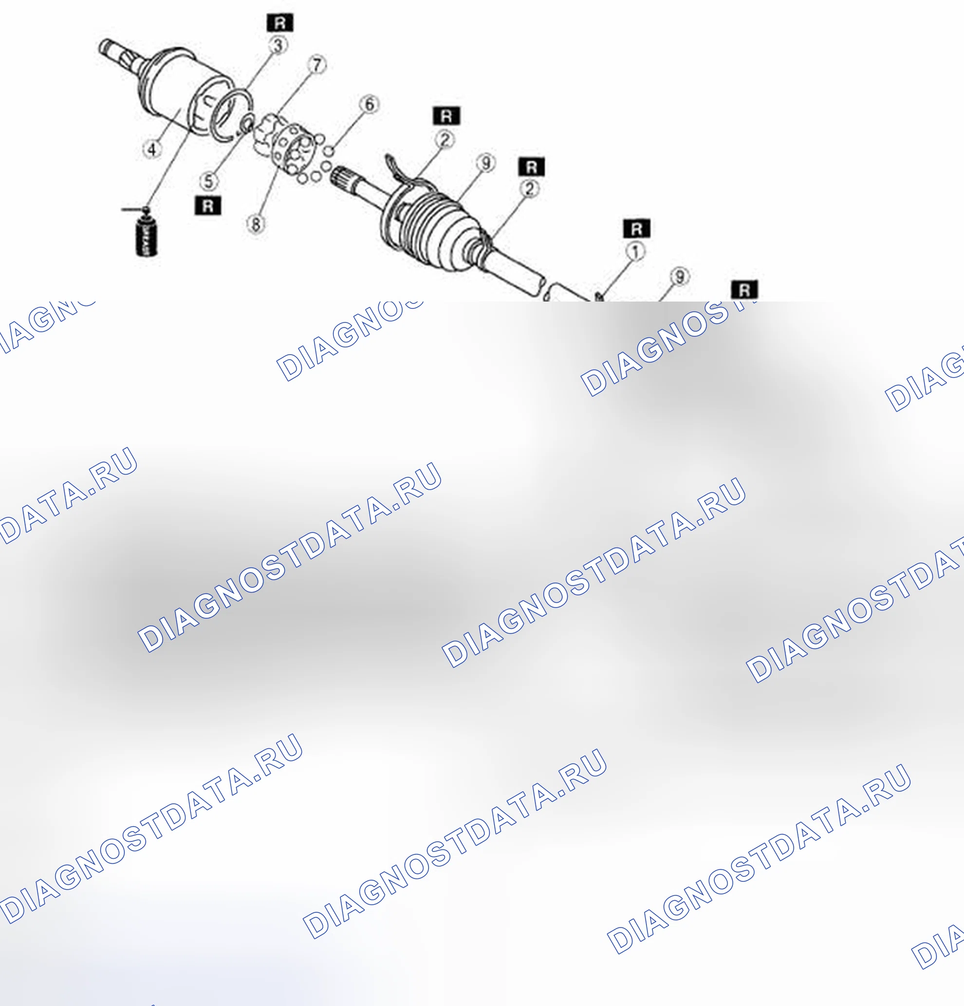 Рис. 49: РАЗБОРКА / СБОРКА ЗАДНЕГО ПРИВОДНОГО ВАЛА. Mazda CX-9 I