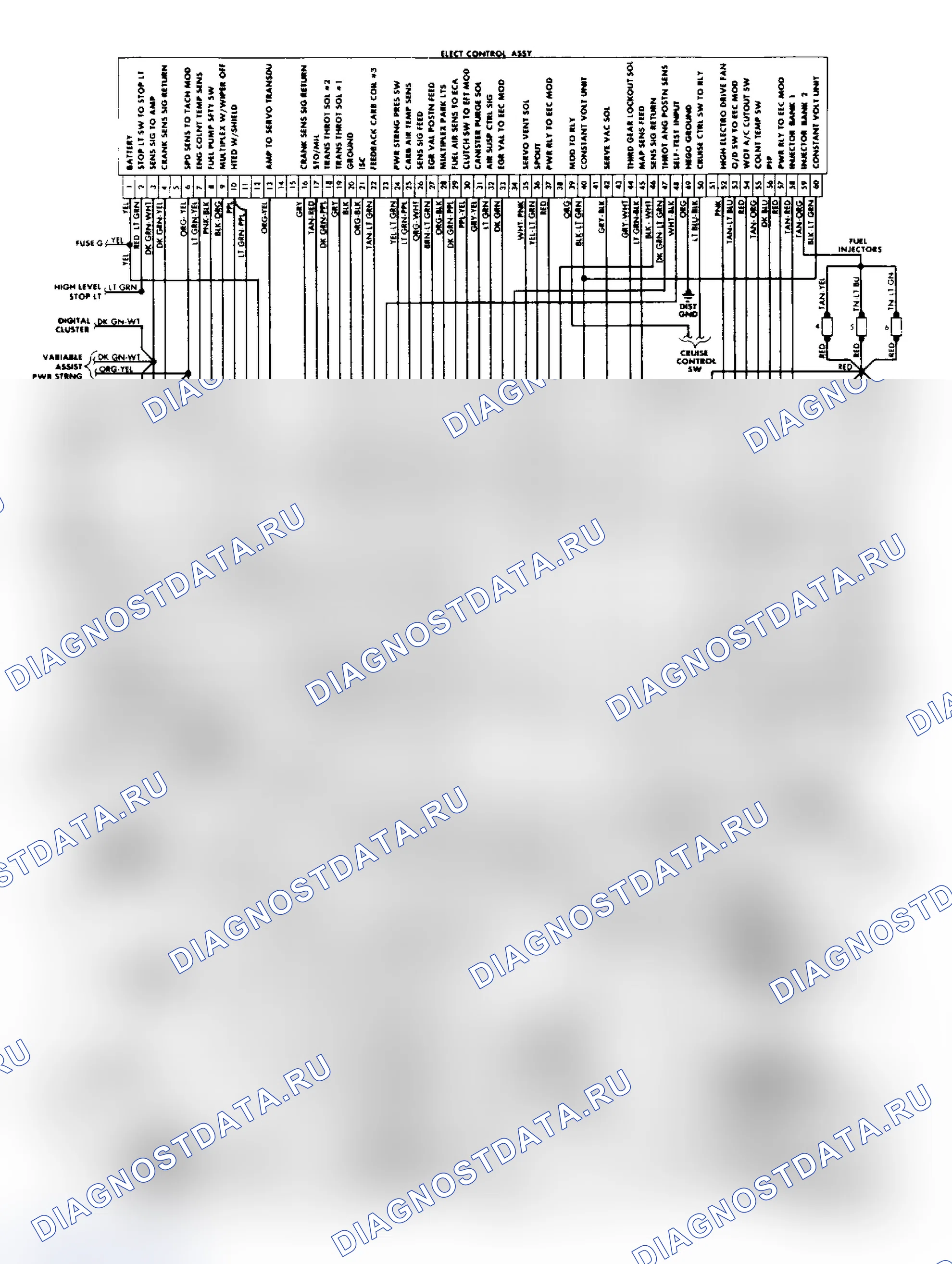 Рис. 45: 1988 3.8L электросхема Continental MPFI EEC-IV. Mercury Sable I