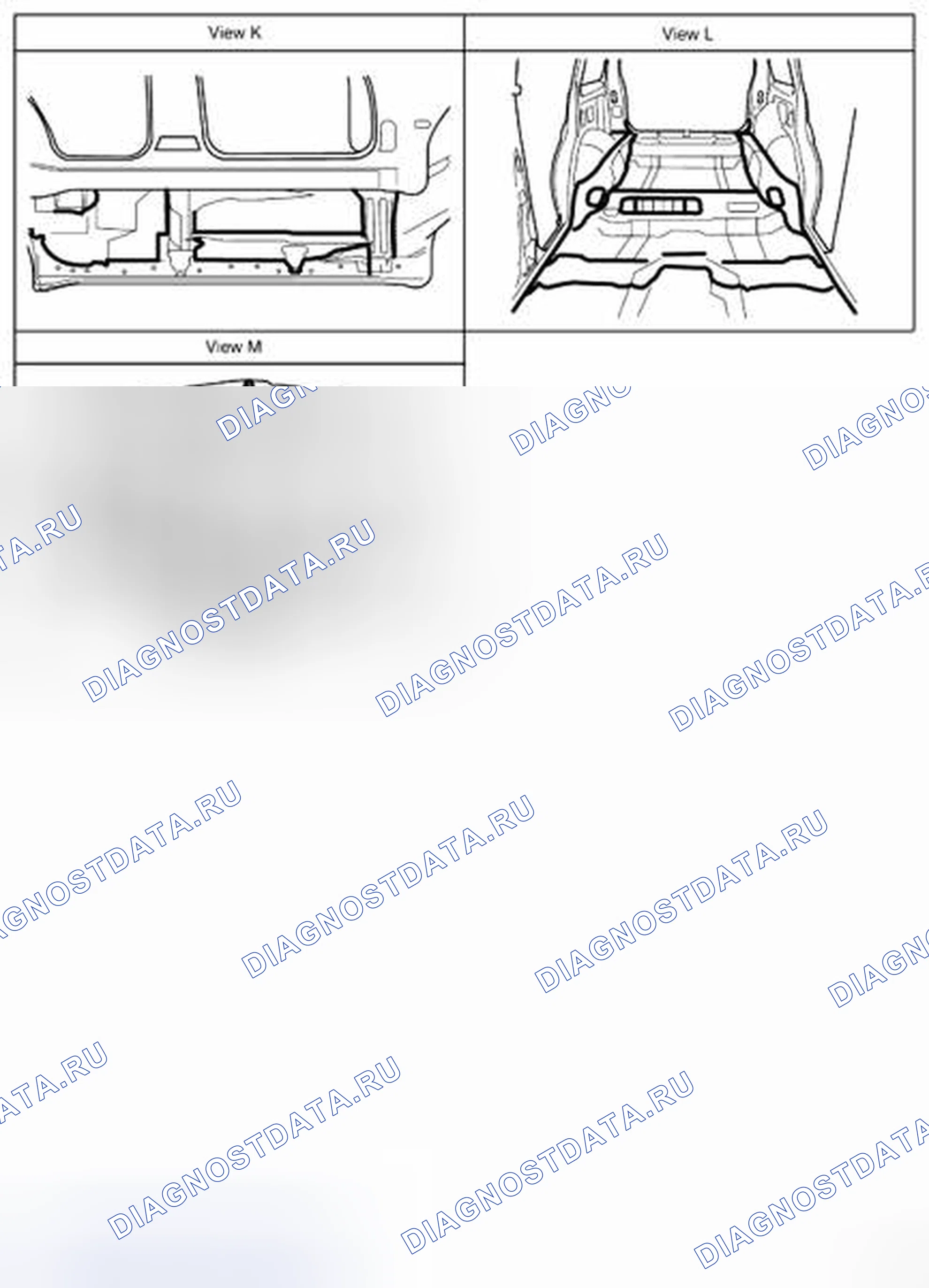 Рис. 5: Виды зоны уплотнения корпуса (3 из 3). Nissan Pathfinder III