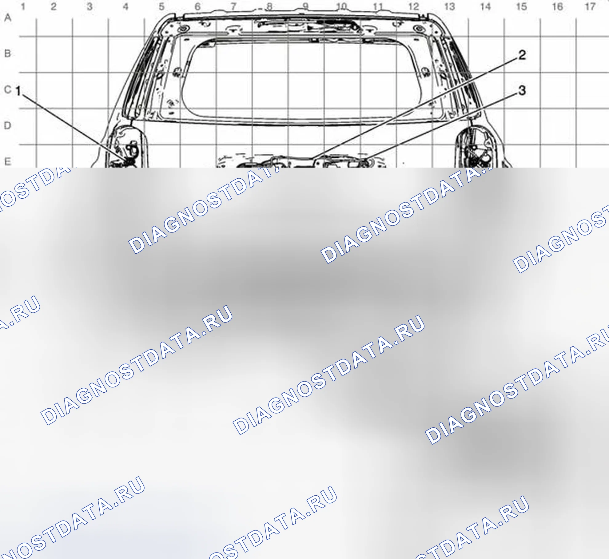 Рис. 15: Прокладка кабелей задней части транспортного средства (Chevrolet). Chevrolet Equinox II