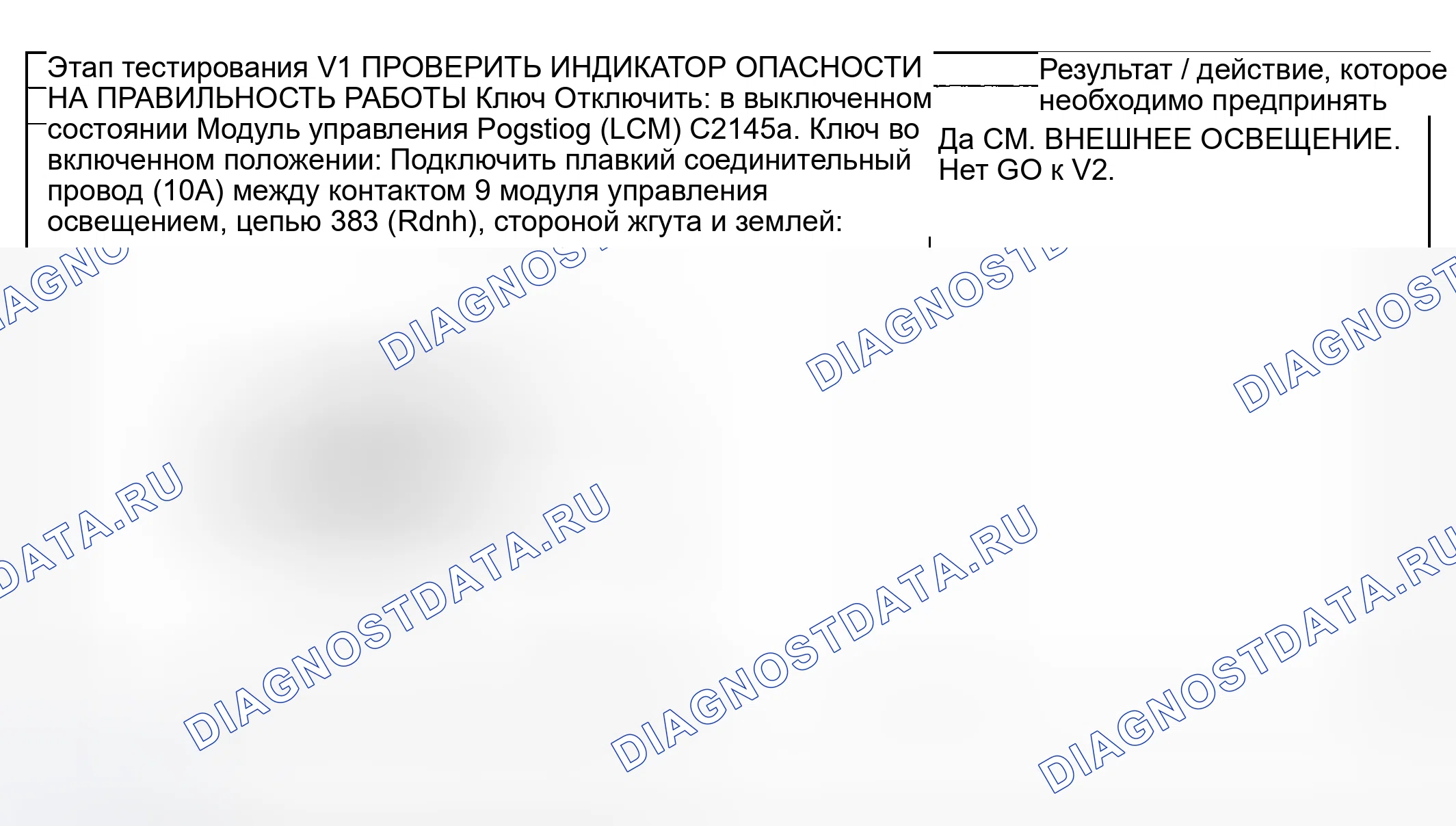 Рис. 135: диагностический тест V: индикатор опасности никогда не включен. Mercury Grand Marquis IV