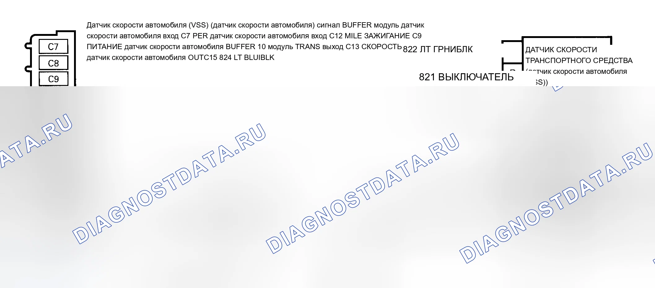 Рис. 134: Схема расшифровка кода ошибки 24 (4L60-E) Низкий уровень в цепи датчик скорости автомобиля (VSS) (датчик скорости автомобиля) (выходной сигнал скорости передачи). Chevrolet Suburban C1500 