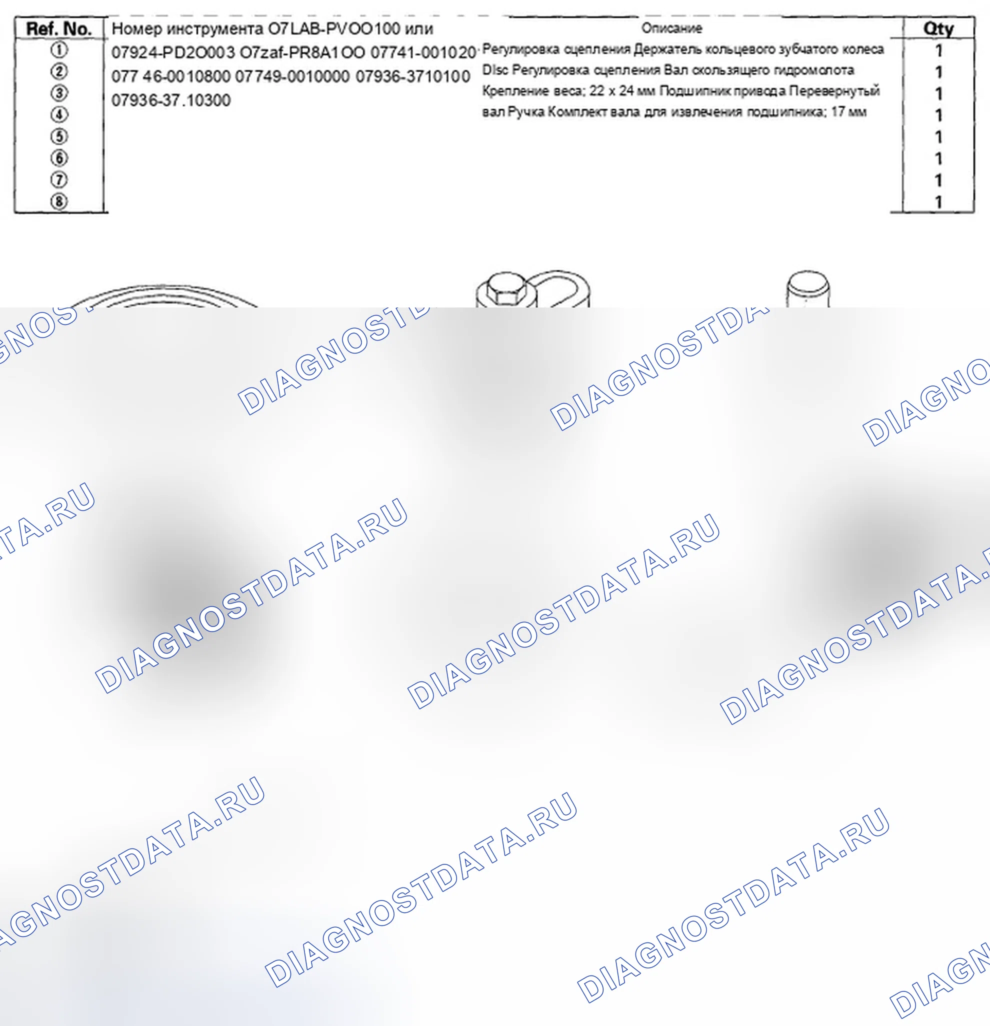 Рис. 1: Специальные инструменты. Acura TSX I