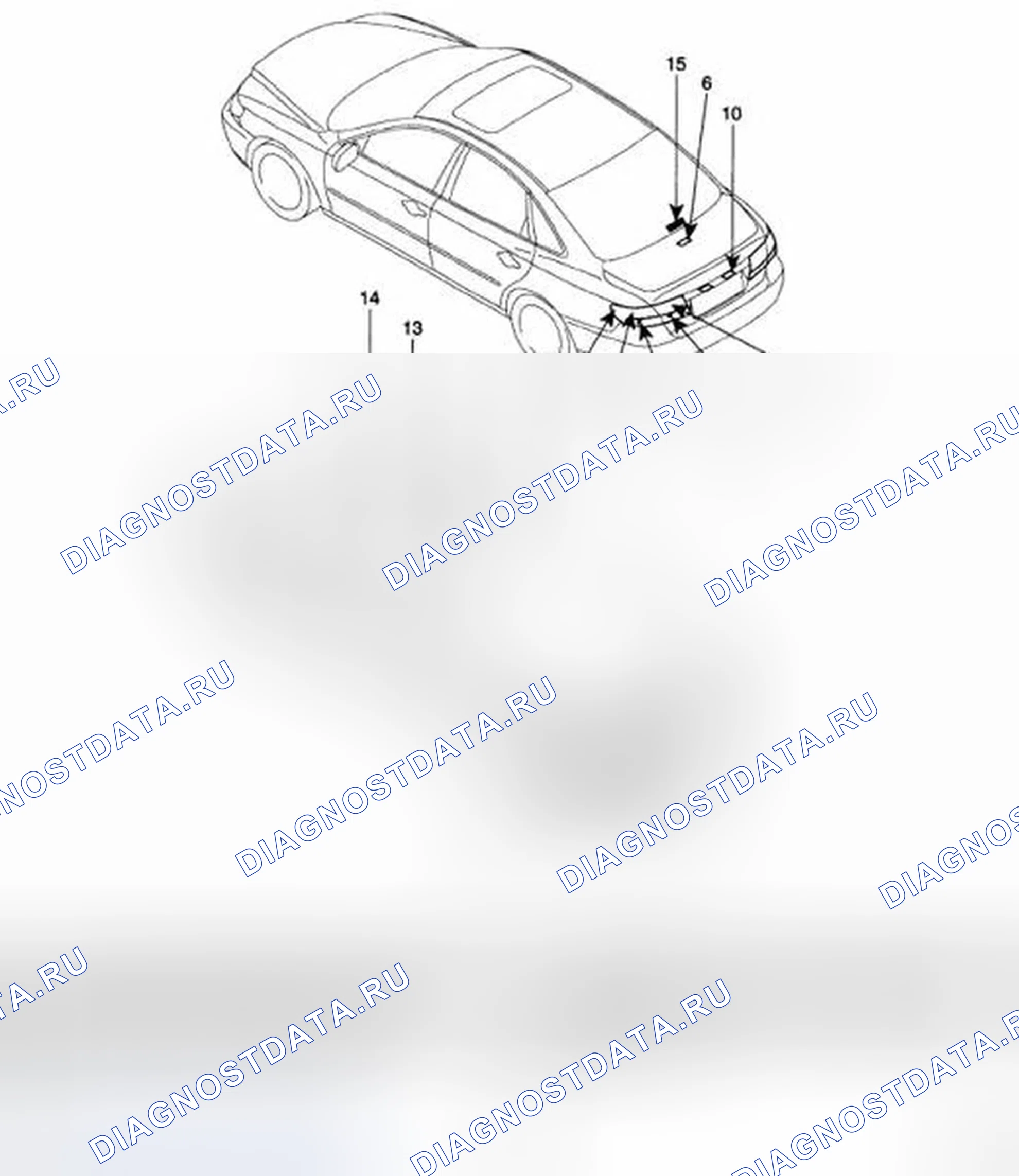 Рис. 7: РАСПОЛОЖЕНИЕ КОМПОНЕНТОВ. Hyundai Azera I