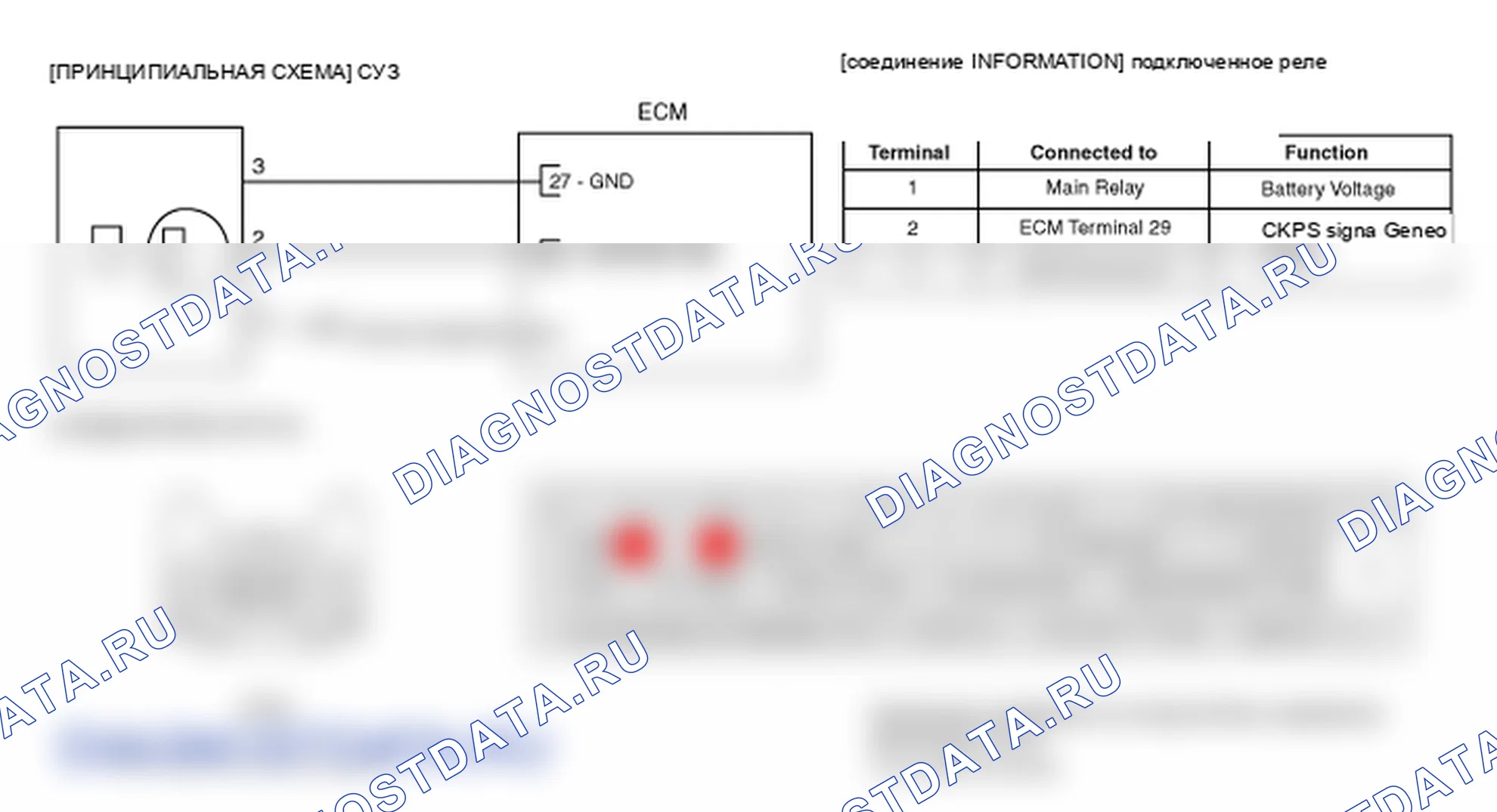 Фрагмент электросхемы: P0335. Kia Sportage KM